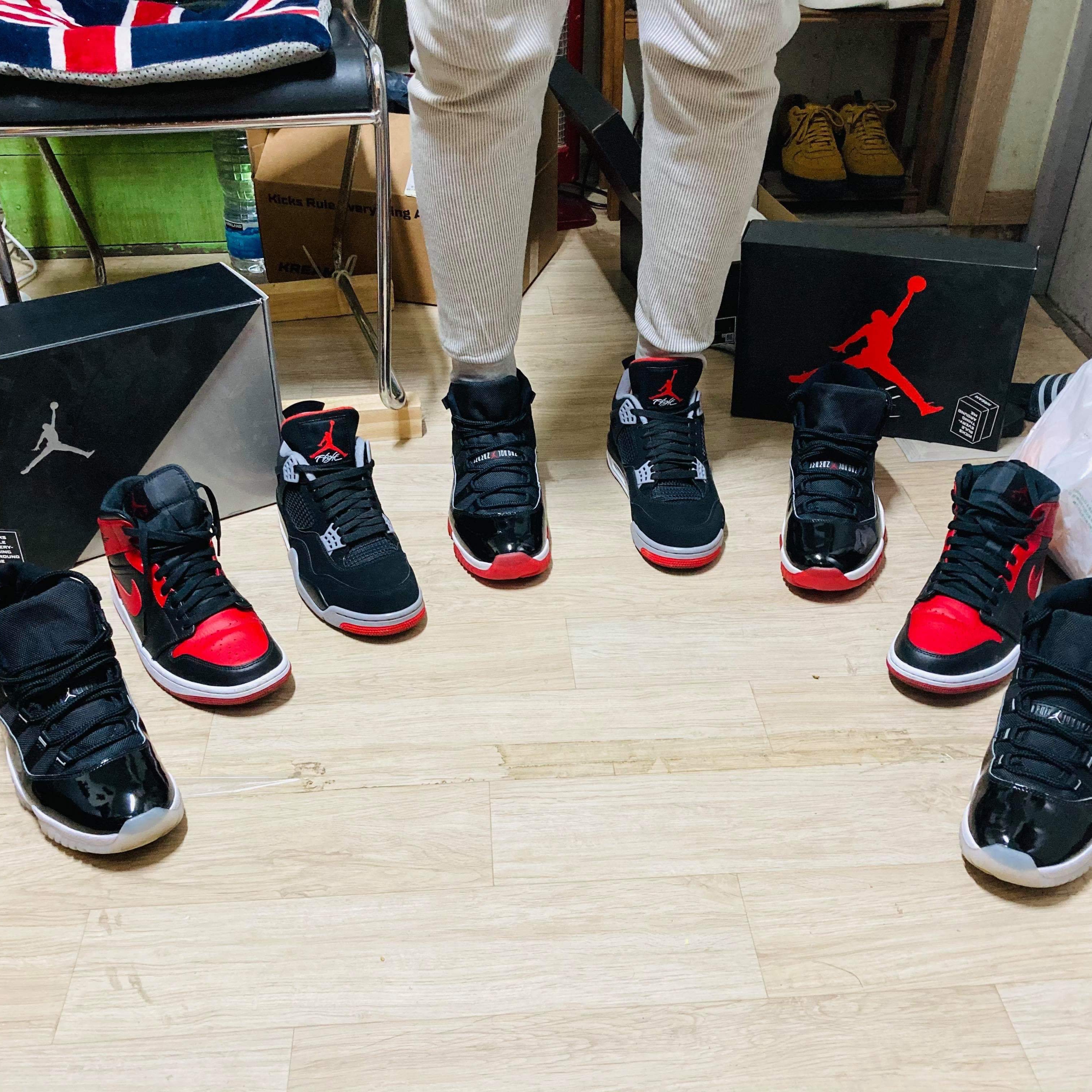 Jordan 11 Retro Jubilee, Jordan 4 Retro Bred 2019 착용 스타일