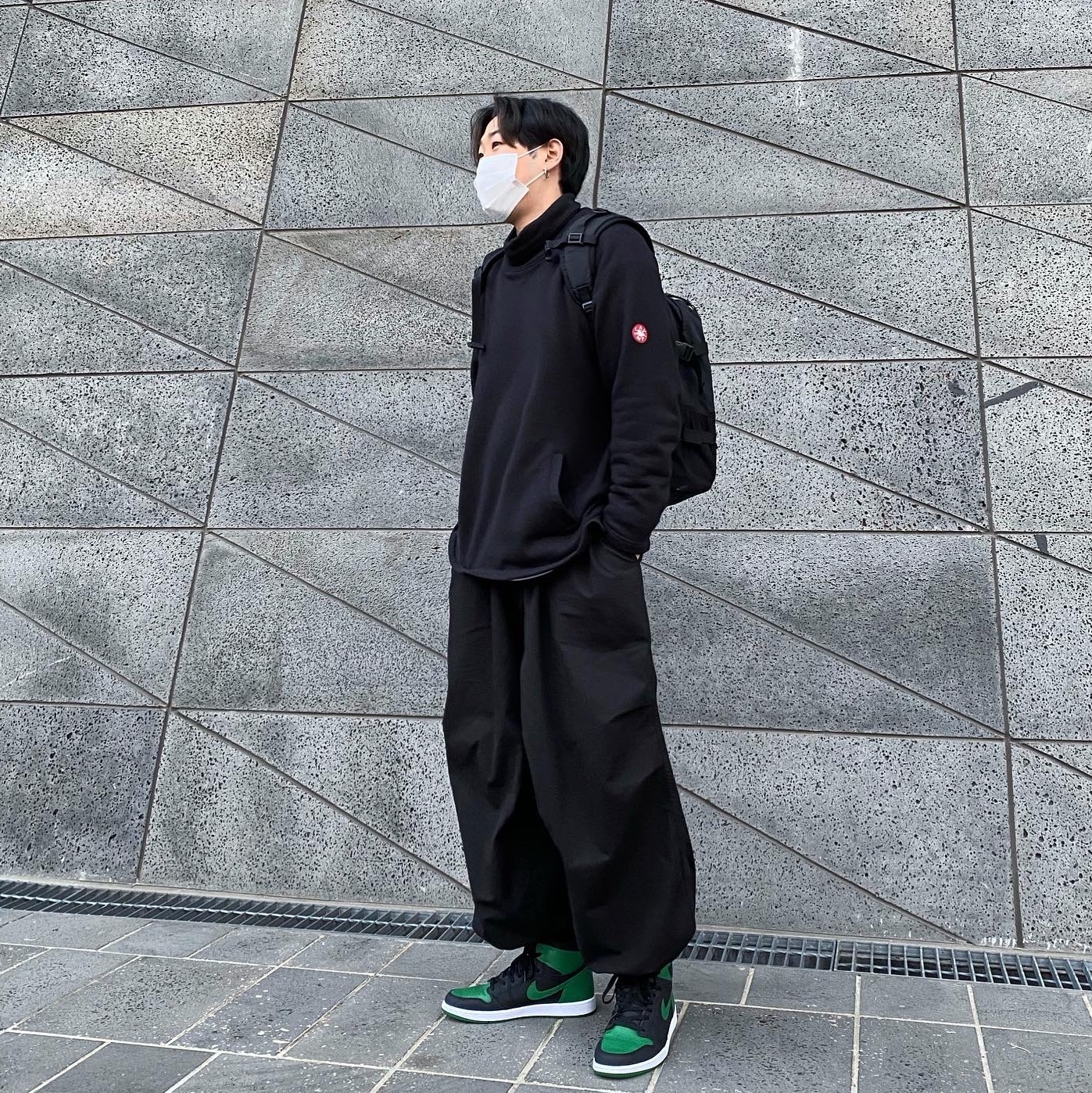 Jordan 1 Retro High OG Pine Green Black, Supreme Backpack Black - 18FW 착용 스타일