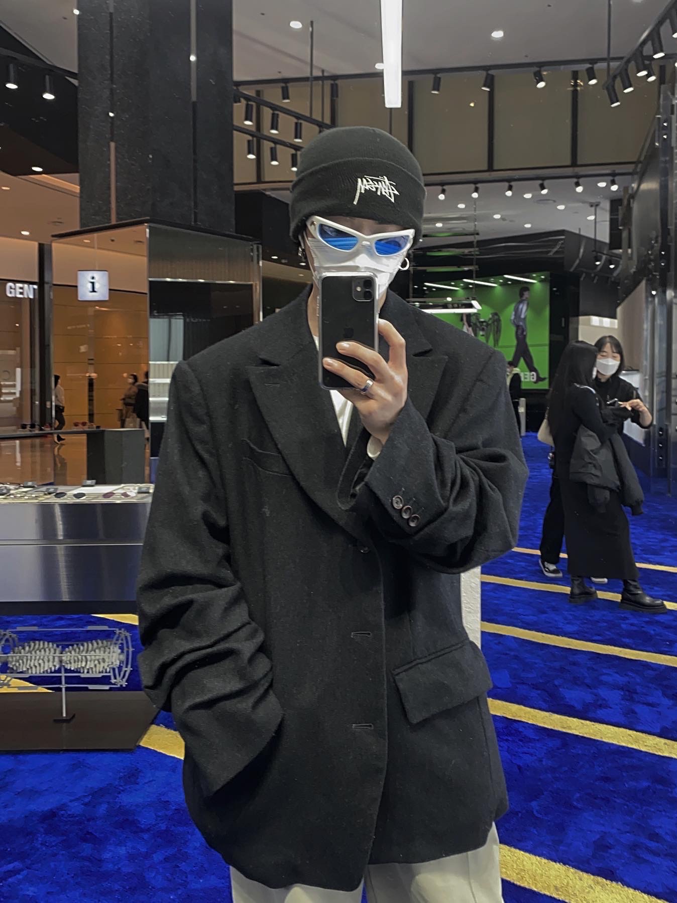 Nike x Stussy Cuff Beanie Black, Nike x Ambush Dunk High Black 착용 스타일 - 1