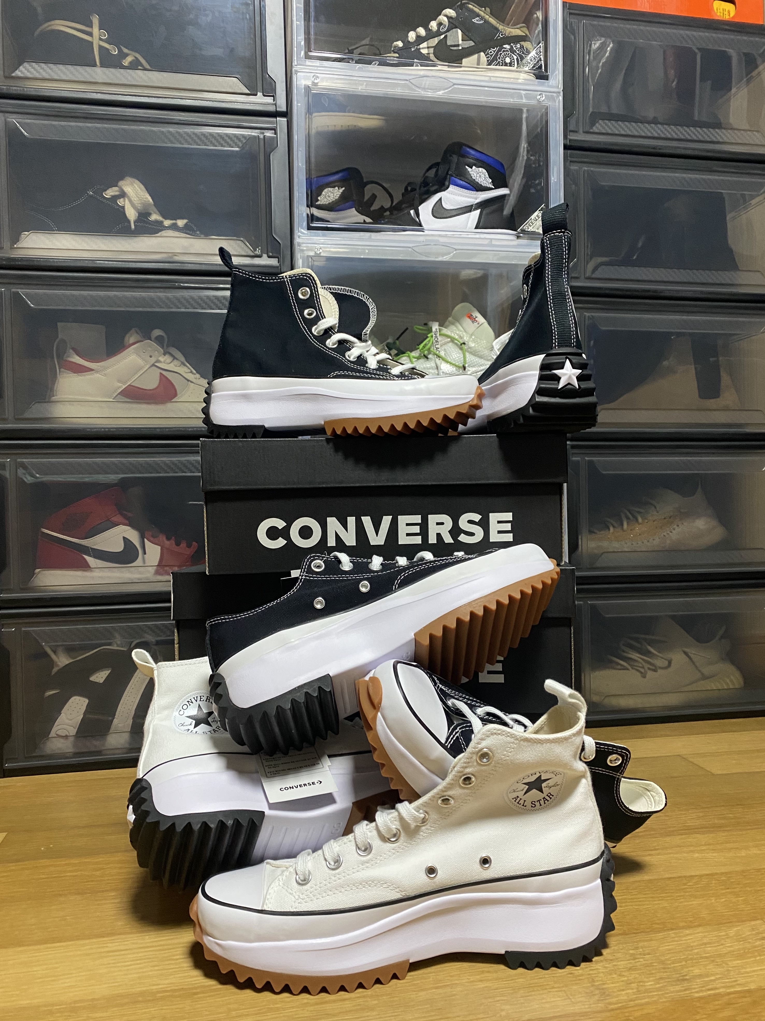 Converse Run Star Hike Hi Black White Gum, Converse Run Star Hike Low Black 착용 스타일
