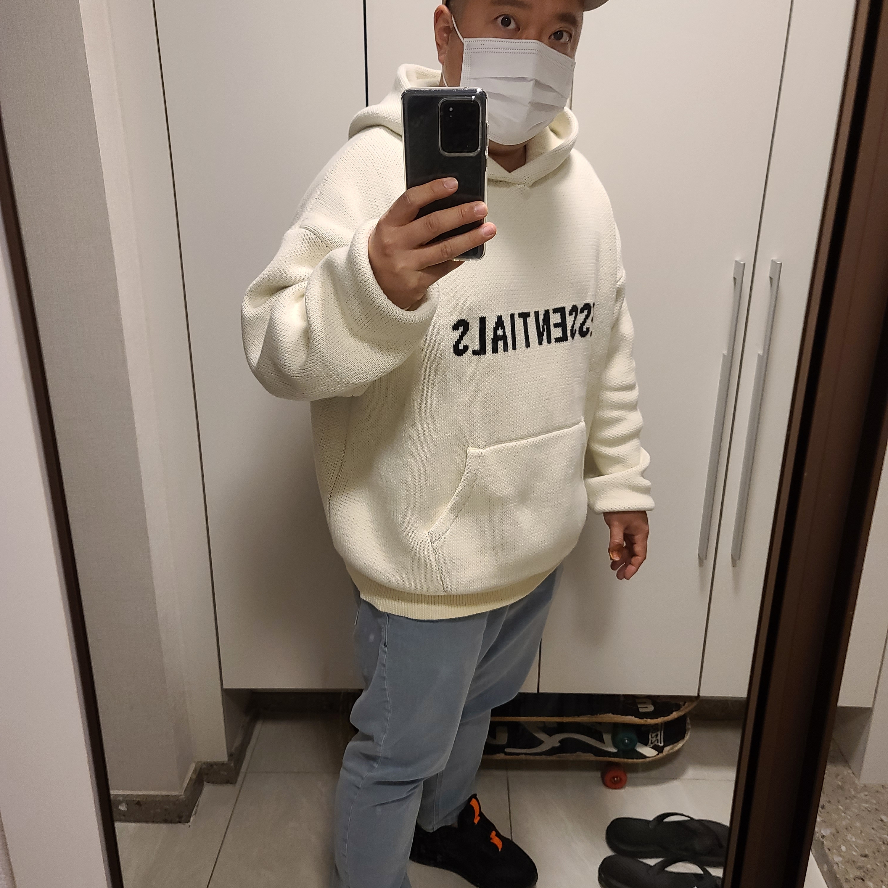Essentials Knit Hoodie Cream - 20FW, Nike Air Max 720 OBJ Slip Black 착용 스타일
