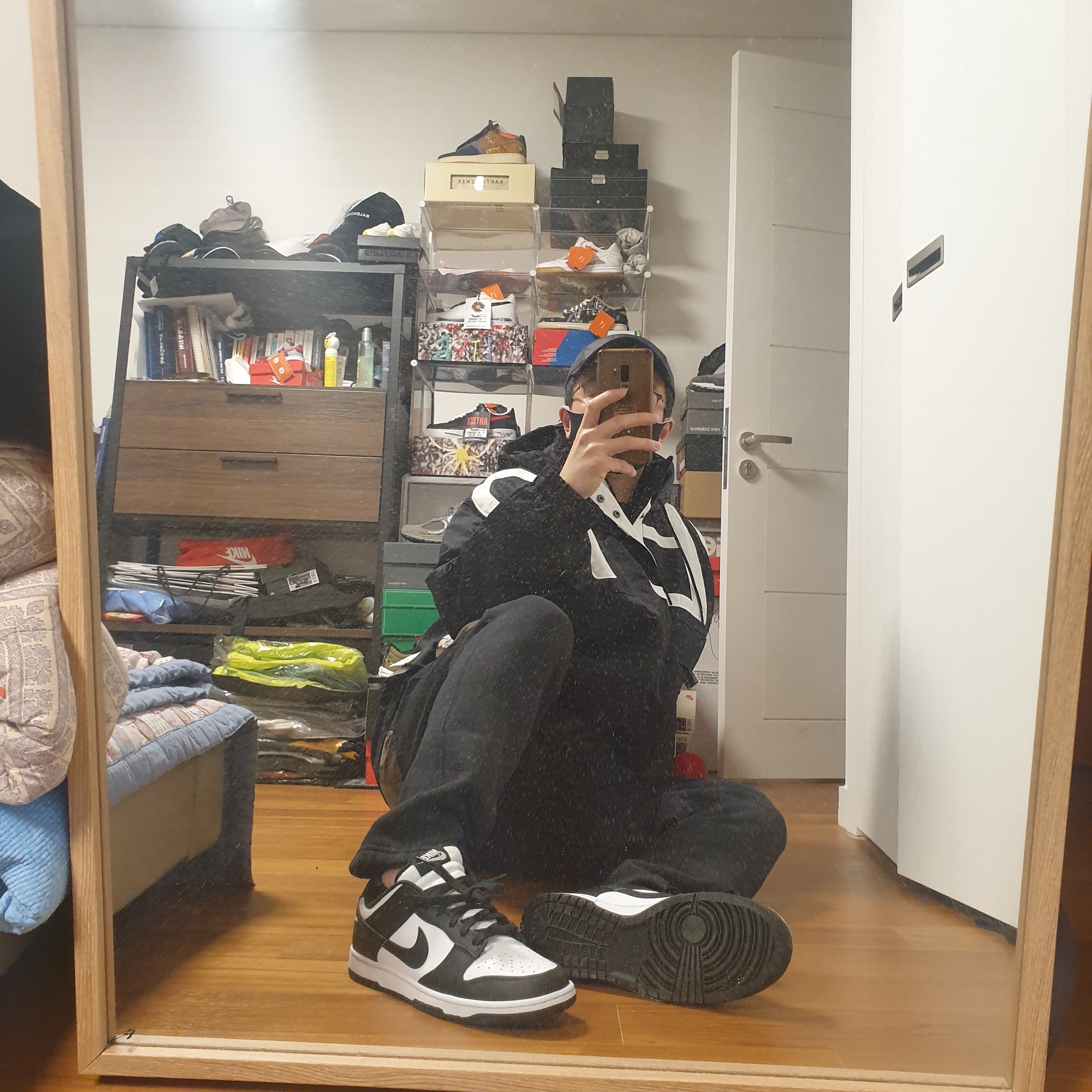 Nike Dunk Low Retro Black, Nike x Travis Scott NRG AG Utility Sweatpants Black 착용 스타일 - 3