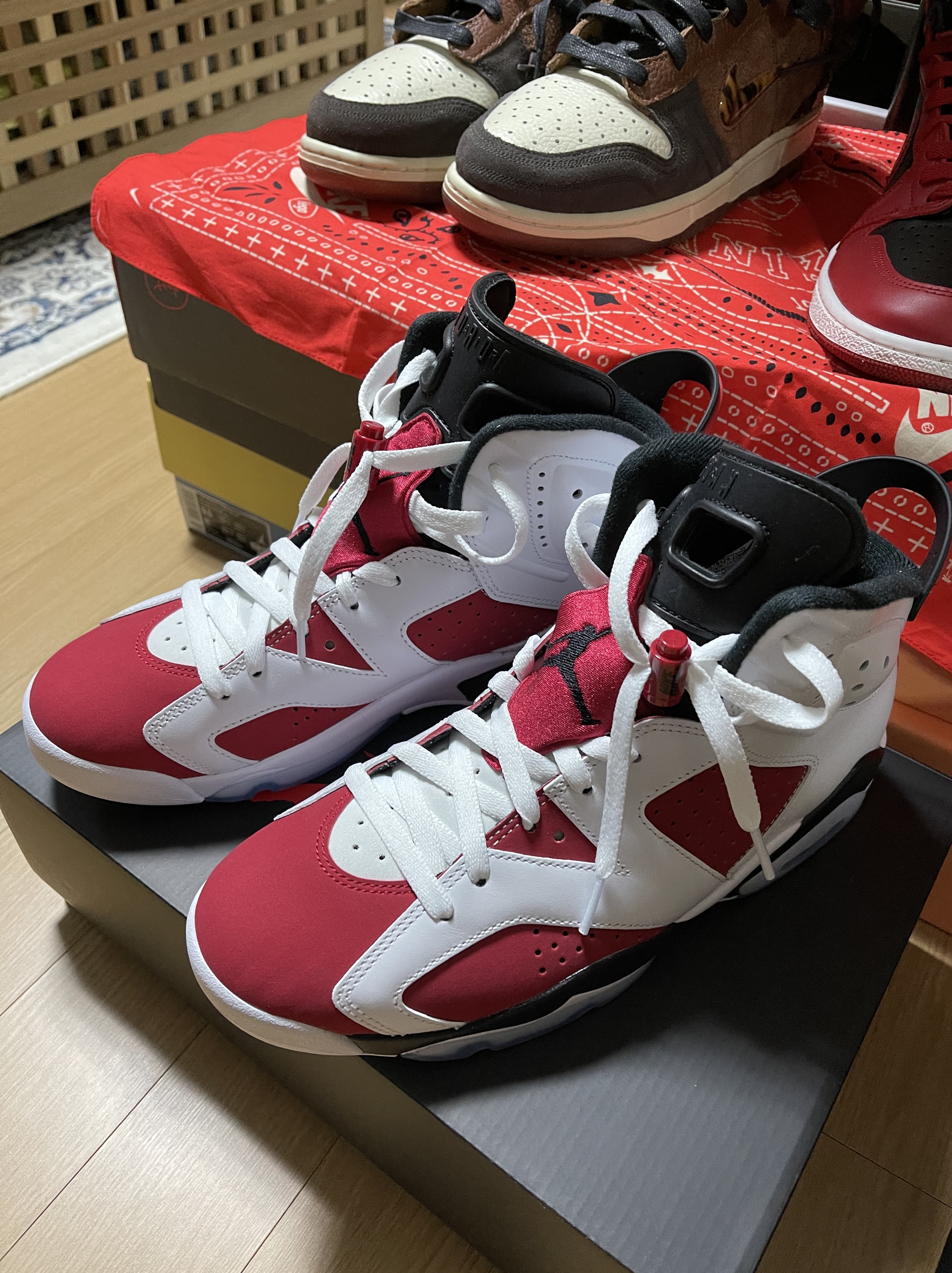 Jordan 6 Retro Carmine 2021, Nike x Bodega Dunk High Legend 착용 스타일 - 2