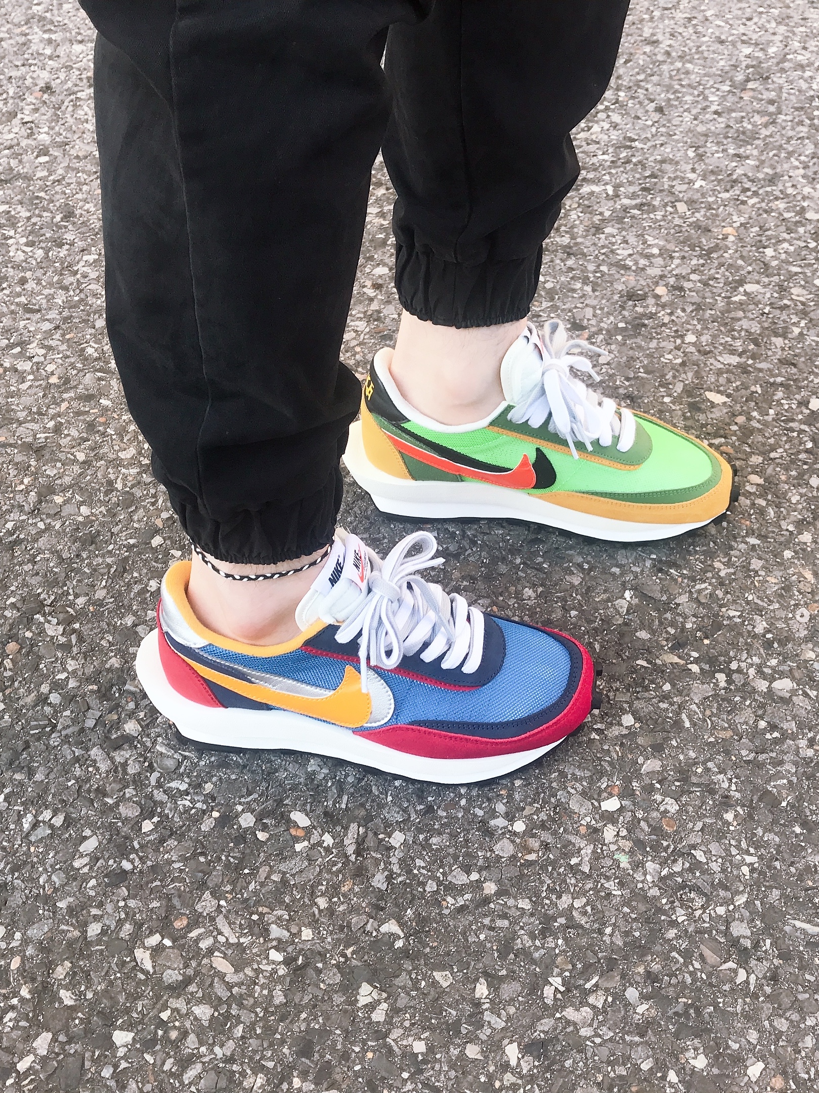 Nike x Sacai LDWaffle Blue Multi, Nike x Sacai LDWaffle Green Multi 착용 스타일