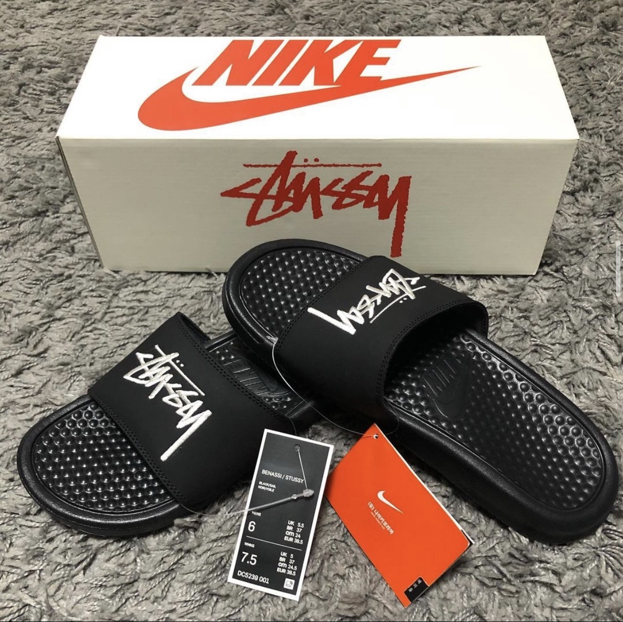Nike x Stussy Benassi Slide Off Noir 착용 스타일