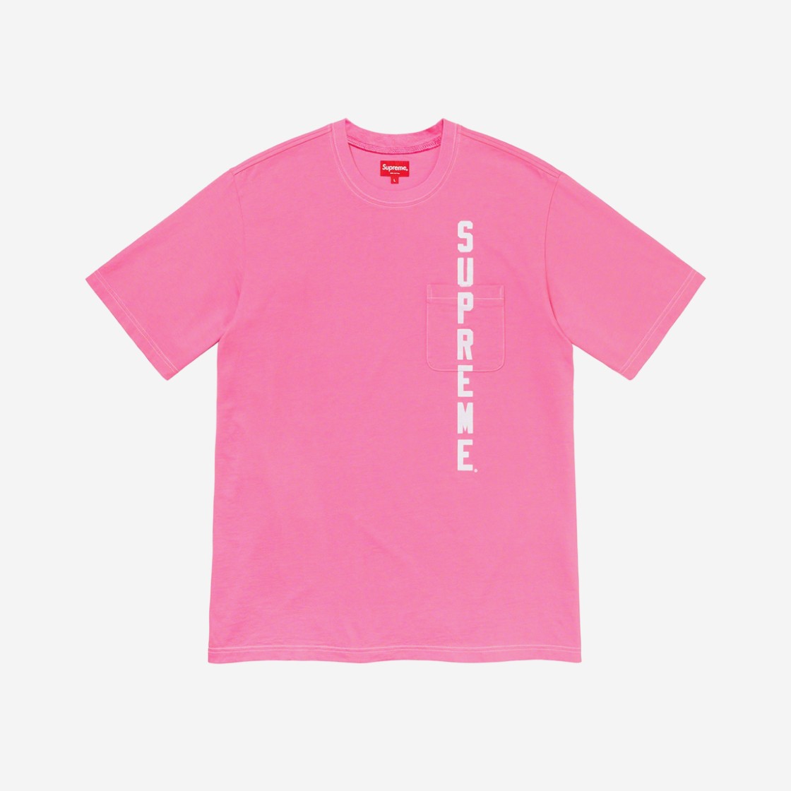 Supreme Contrast Stitch Pocket T-Shirt Pink - 20SS 상세 이미지 1