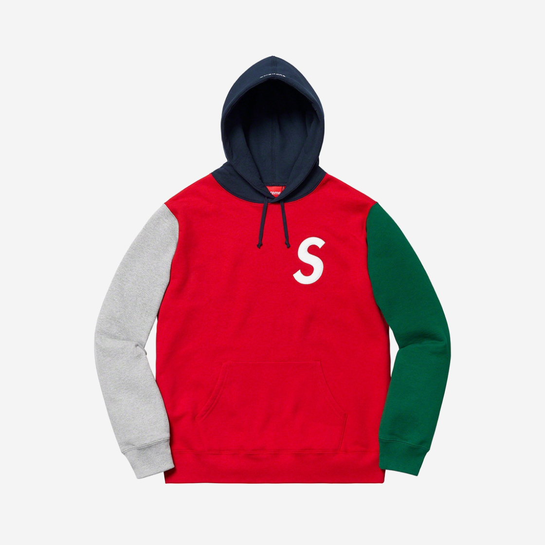 슈프림 S 로고 컬러블록 후드 스웨트셔츠 레드 - 19SS | Supreme | KREAM