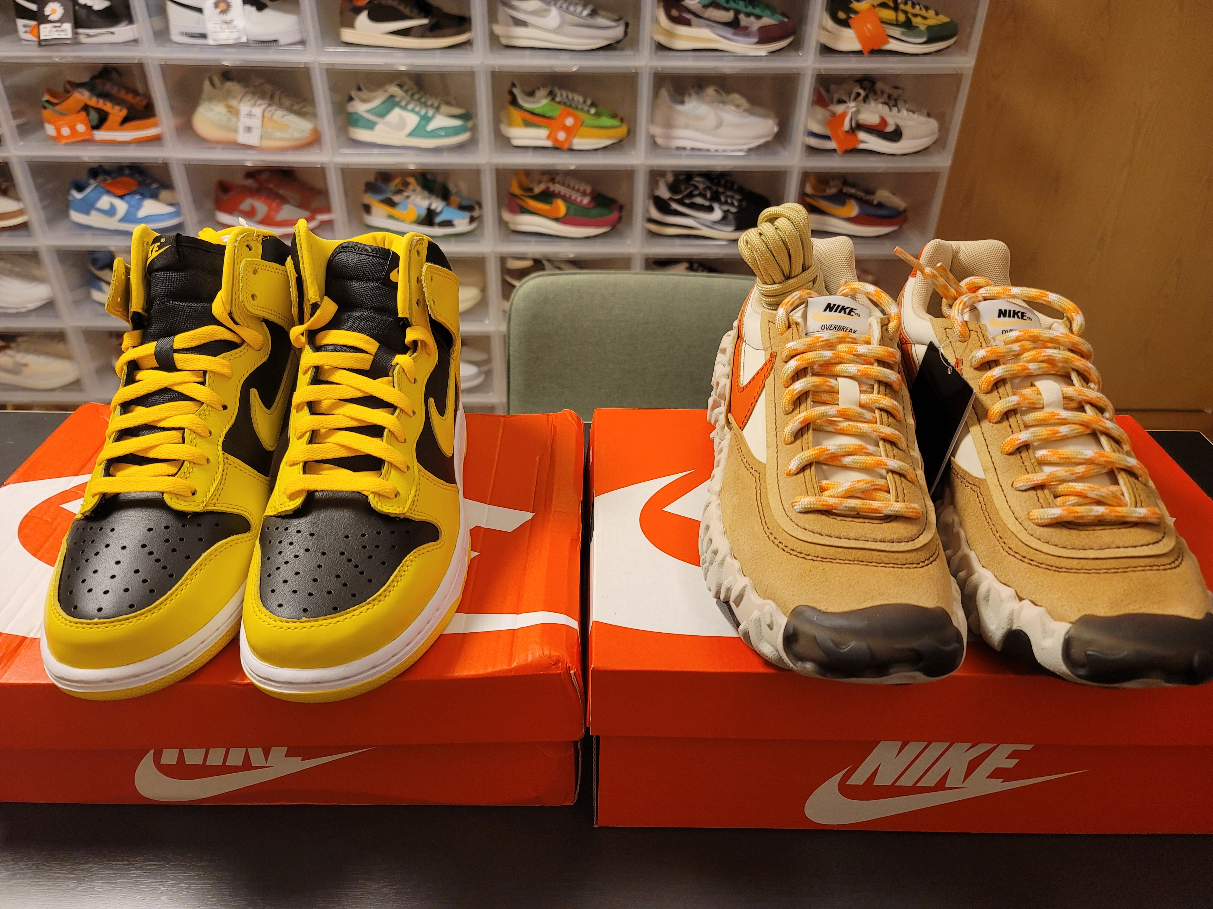 Nike Dunk High SP Varsity Maize, Nike Overbreak SP Fossil 착용 스타일 - 1