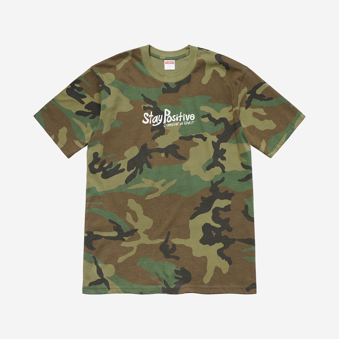 Supreme Stay Positive T-Shirt Woodland Camo - 20FW 상세 이미지 1