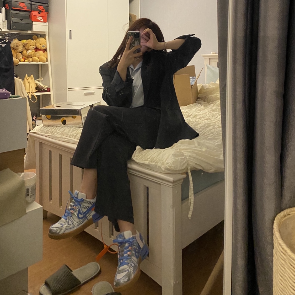 Nike x Off-White Air Rubber Dunk University Blue 착용 스타일