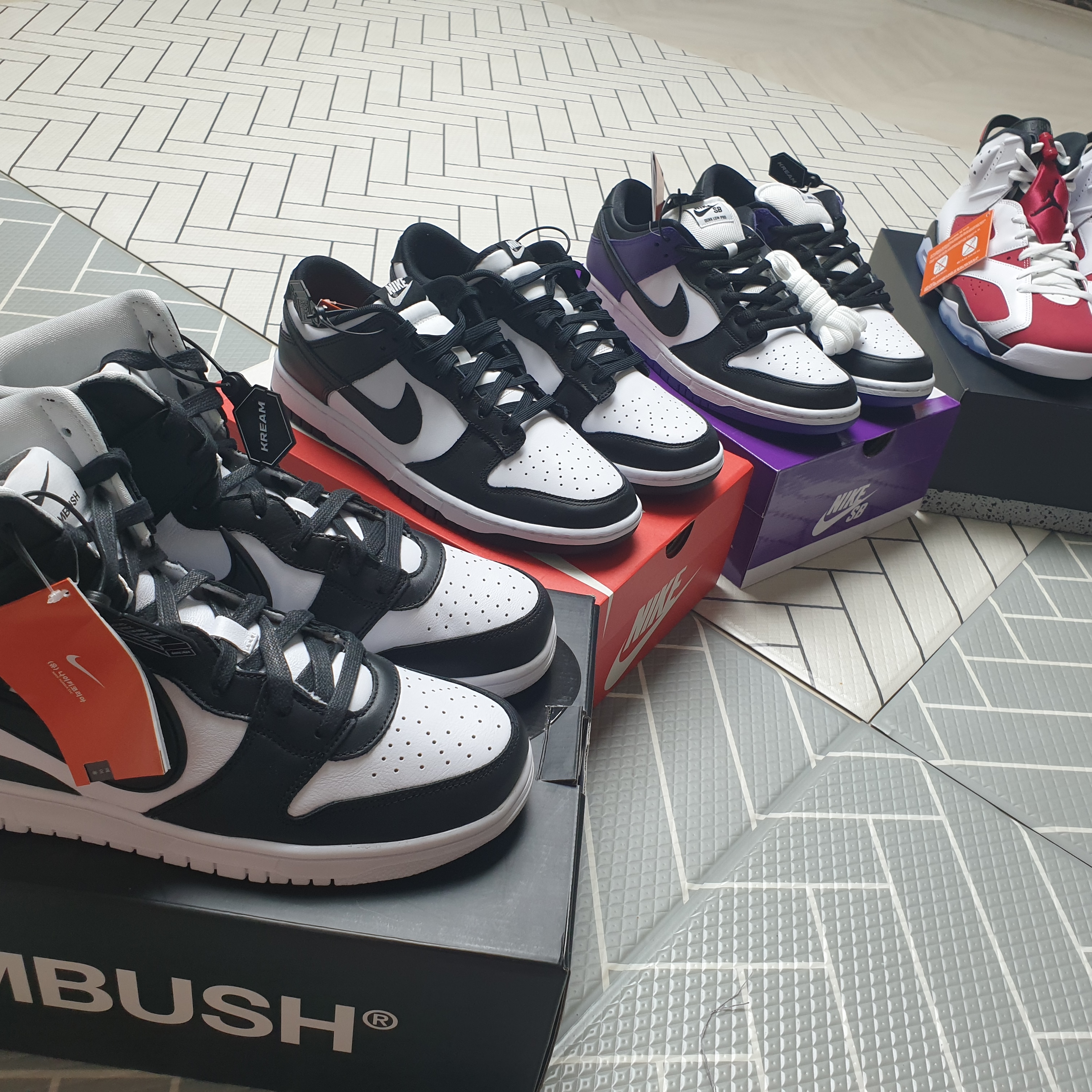Nike Dunk Low Retro Black, Nike SB Dunk Low Pro Court Purple 착용 스타일