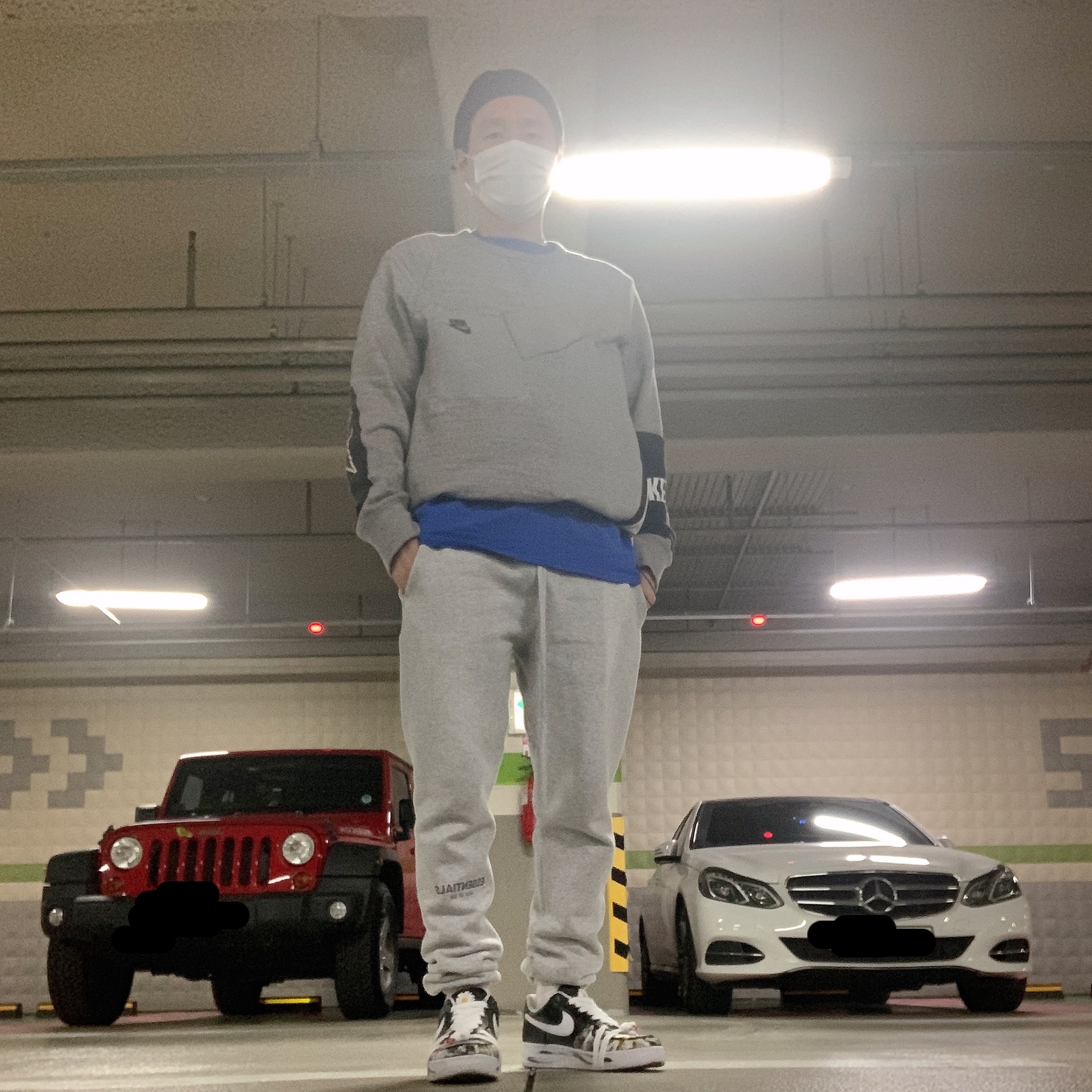 Nike x Peaceminusone Air Force 1 Low Para-Noise, Essentials Sweatpants Oatmeal/Oatmeal Heather/Light Heather Oatmeal 2020 착용 스타일