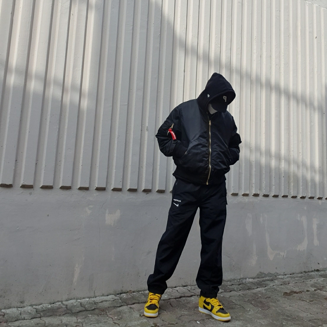 Supreme x Nike Jewel Reversible Ripstop Pants Black - 20FW, Supreme Globe MA-1 Black - 20FW 착용 스타일