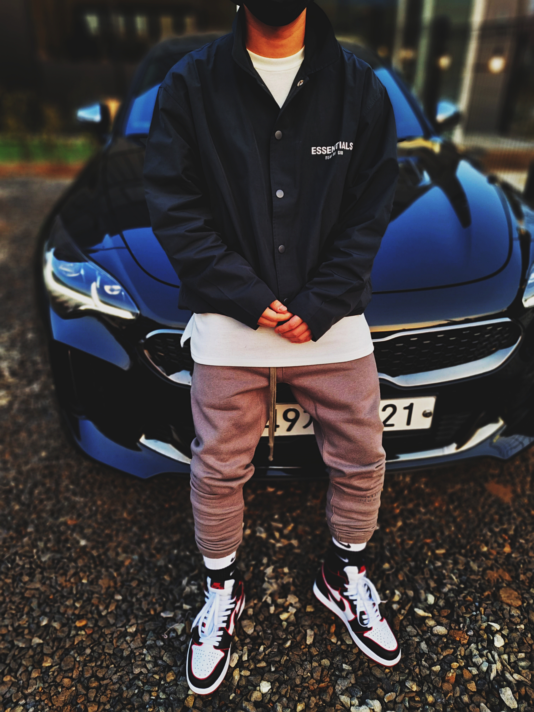 Jordan 1 Retro High OG Bloodline, Essentials Coach Jacket Dark Slate/Stretch Limo/Black - 20FW 착용 스타일
