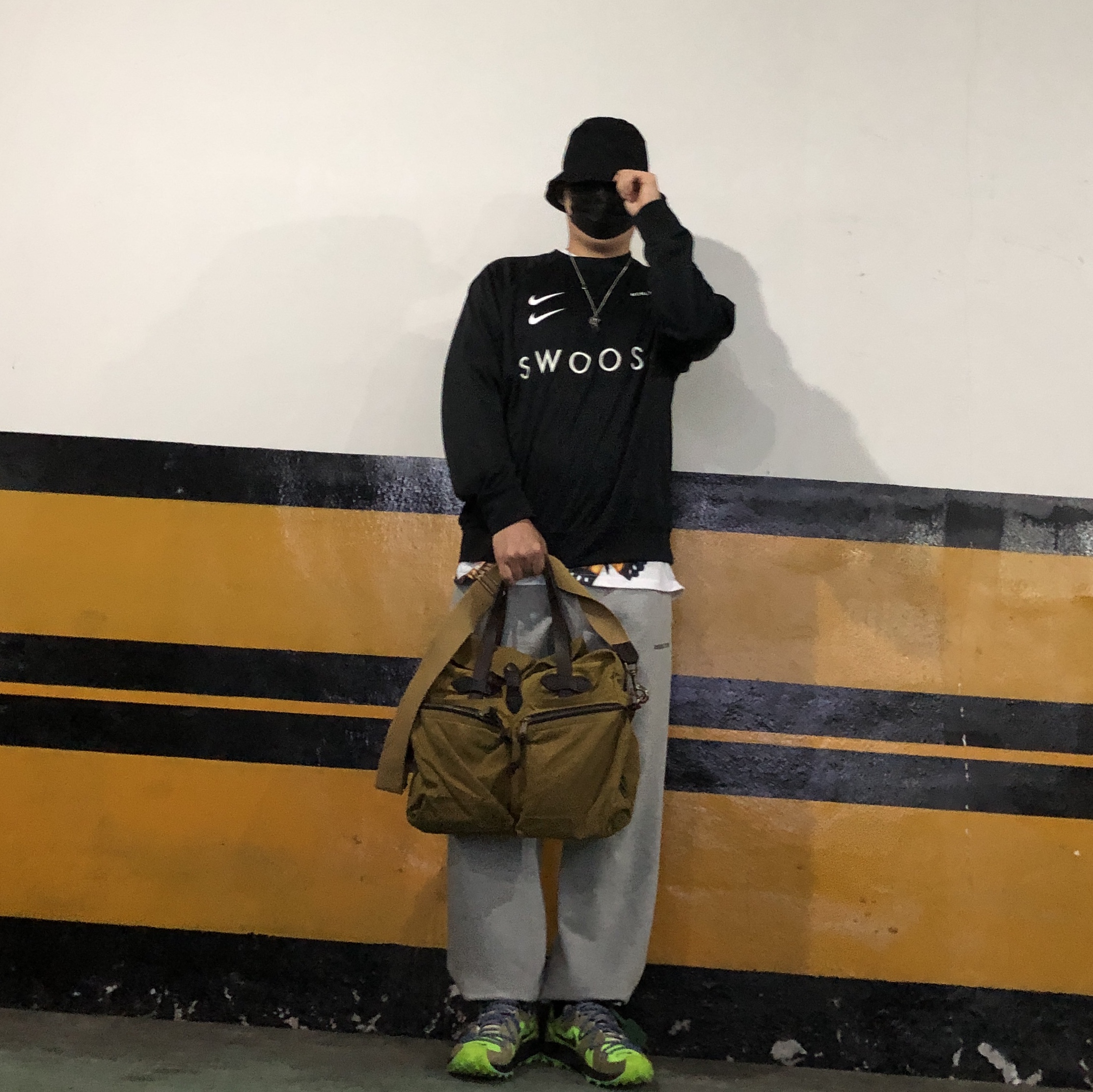 (W) Nike x Off-White Zoom Terra Kiger 5 Electric Green 착용 스타일