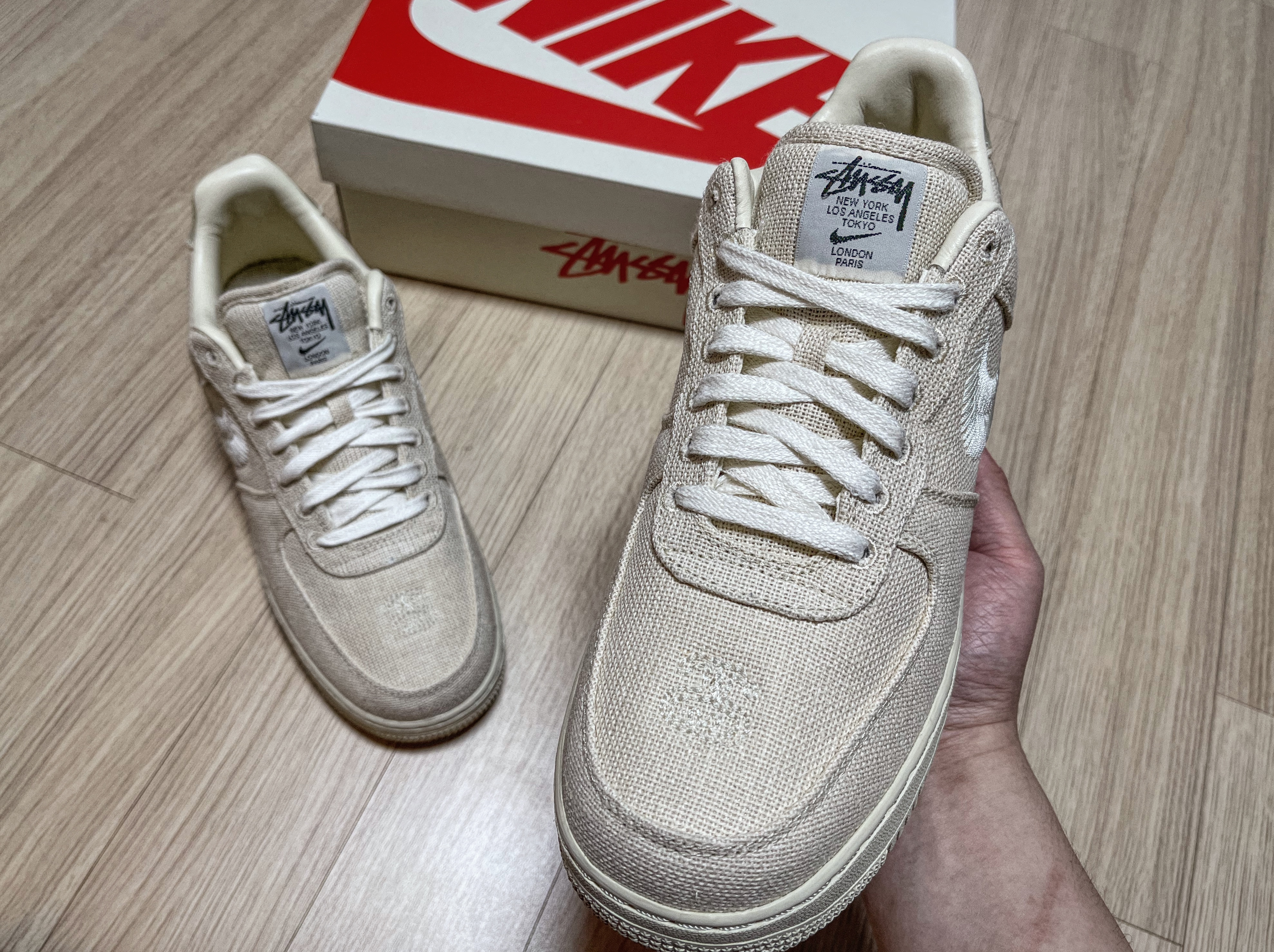 Nike x Stussy Air Force 1 Low Fossil 착용 스타일 - 4