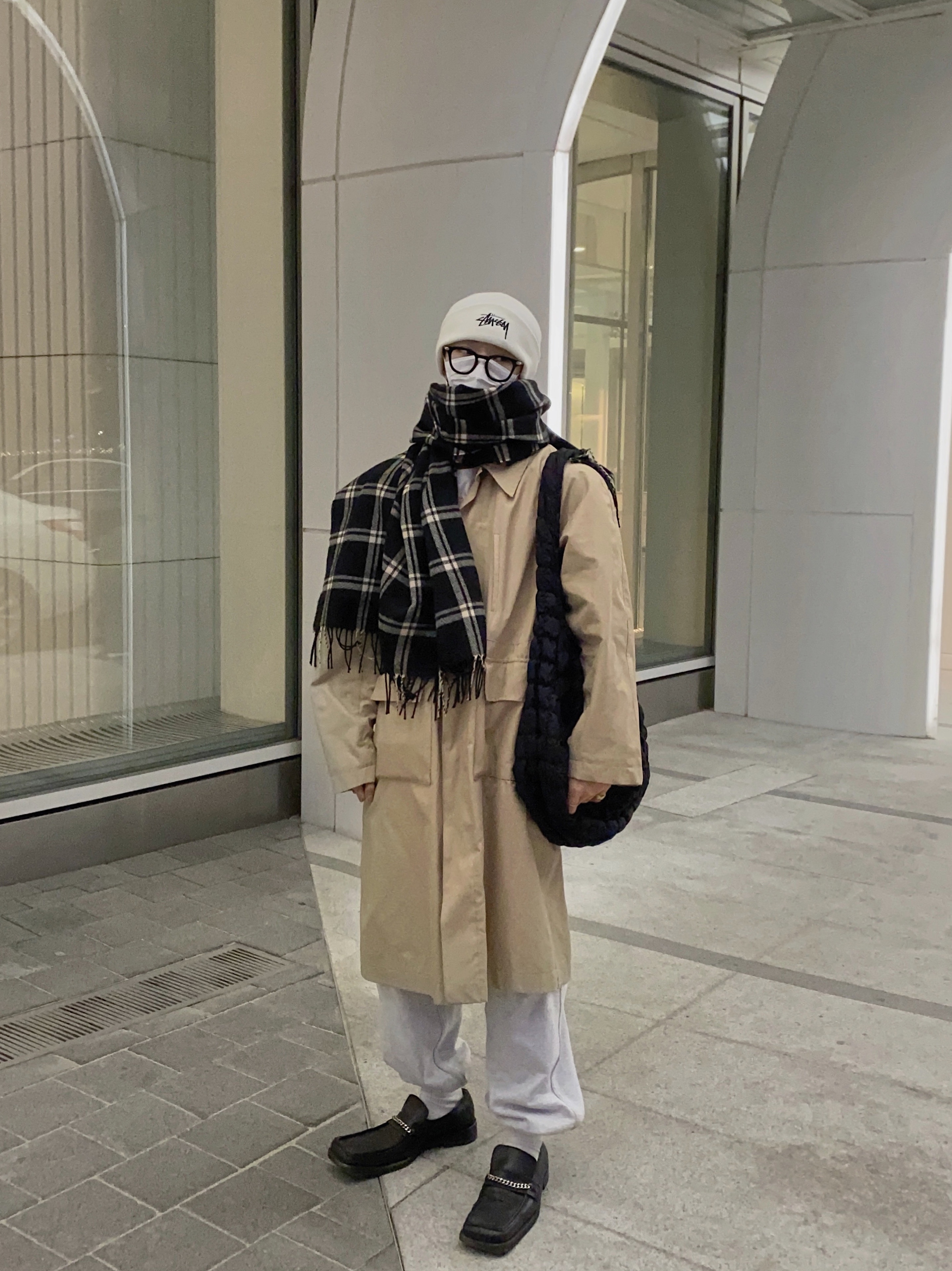Nike x Stussy Cuff Beanie White 착용 스타일