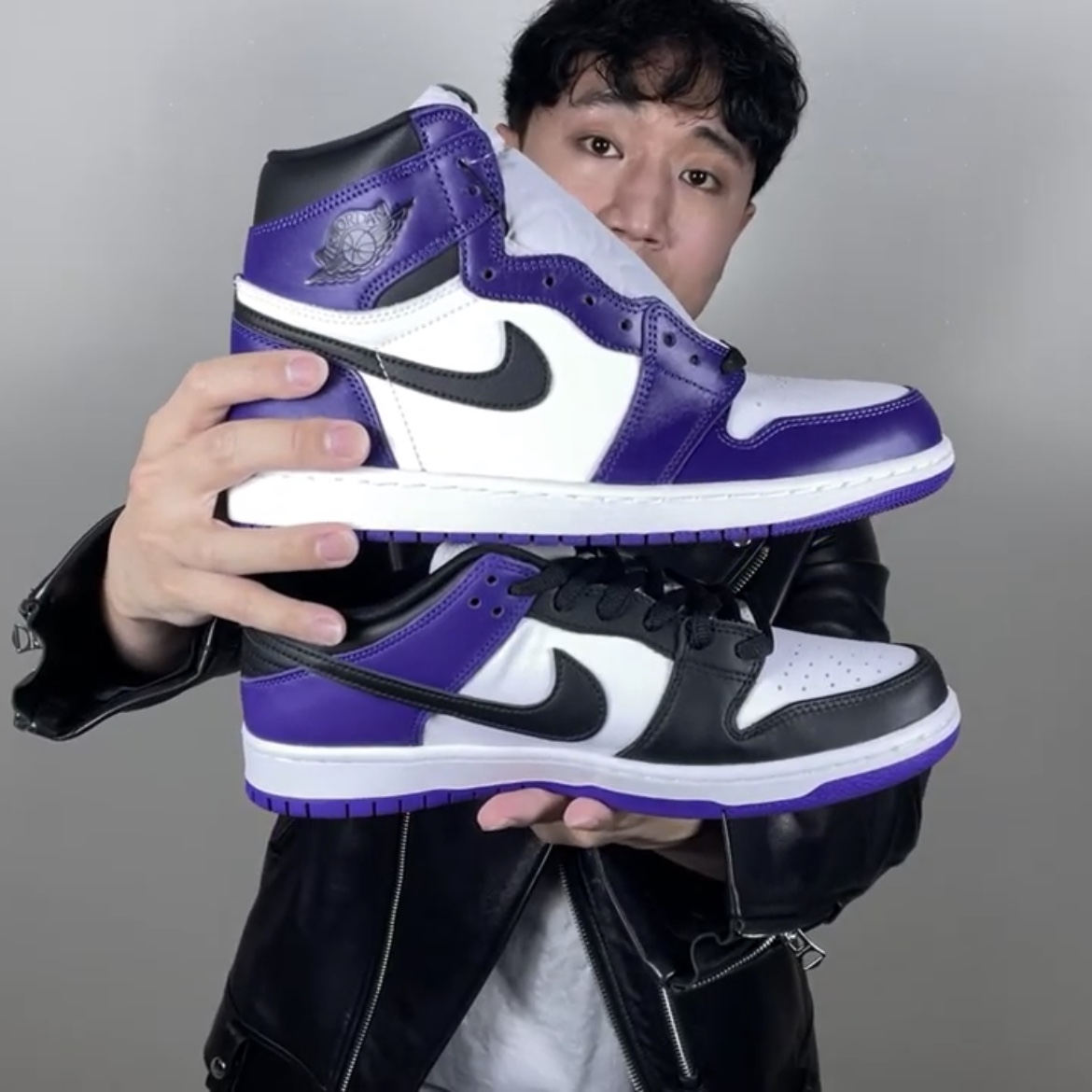 Jordan 1 Retro High OG Court Purple 2020, Nike SB Dunk Low Pro Court Purple 착용 스타일