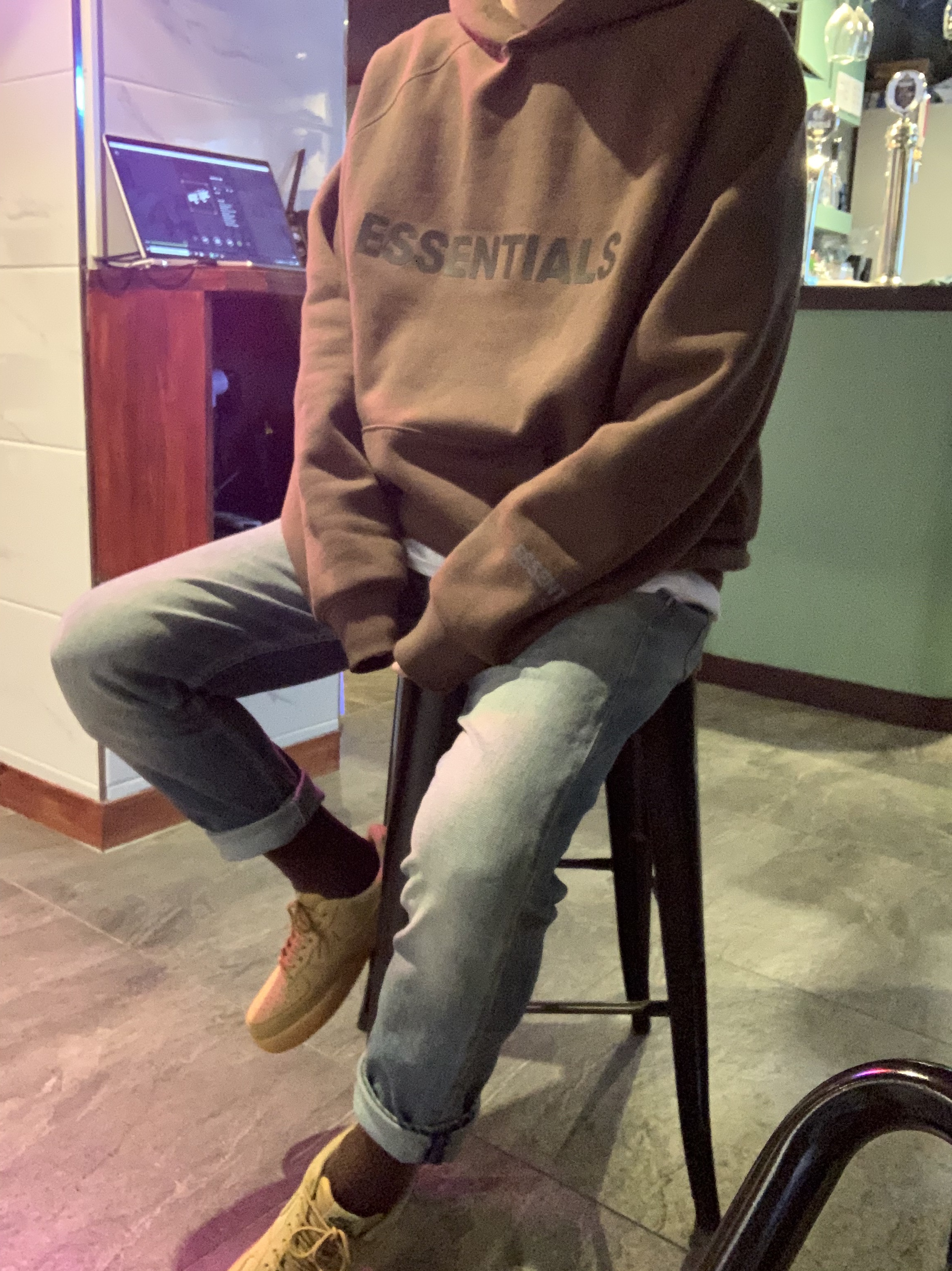 Nike Air Force 1 Low Flax, Essentials Logo Hoodie Brown/Rain Drum - Ssense Exclusive 착용 스타일