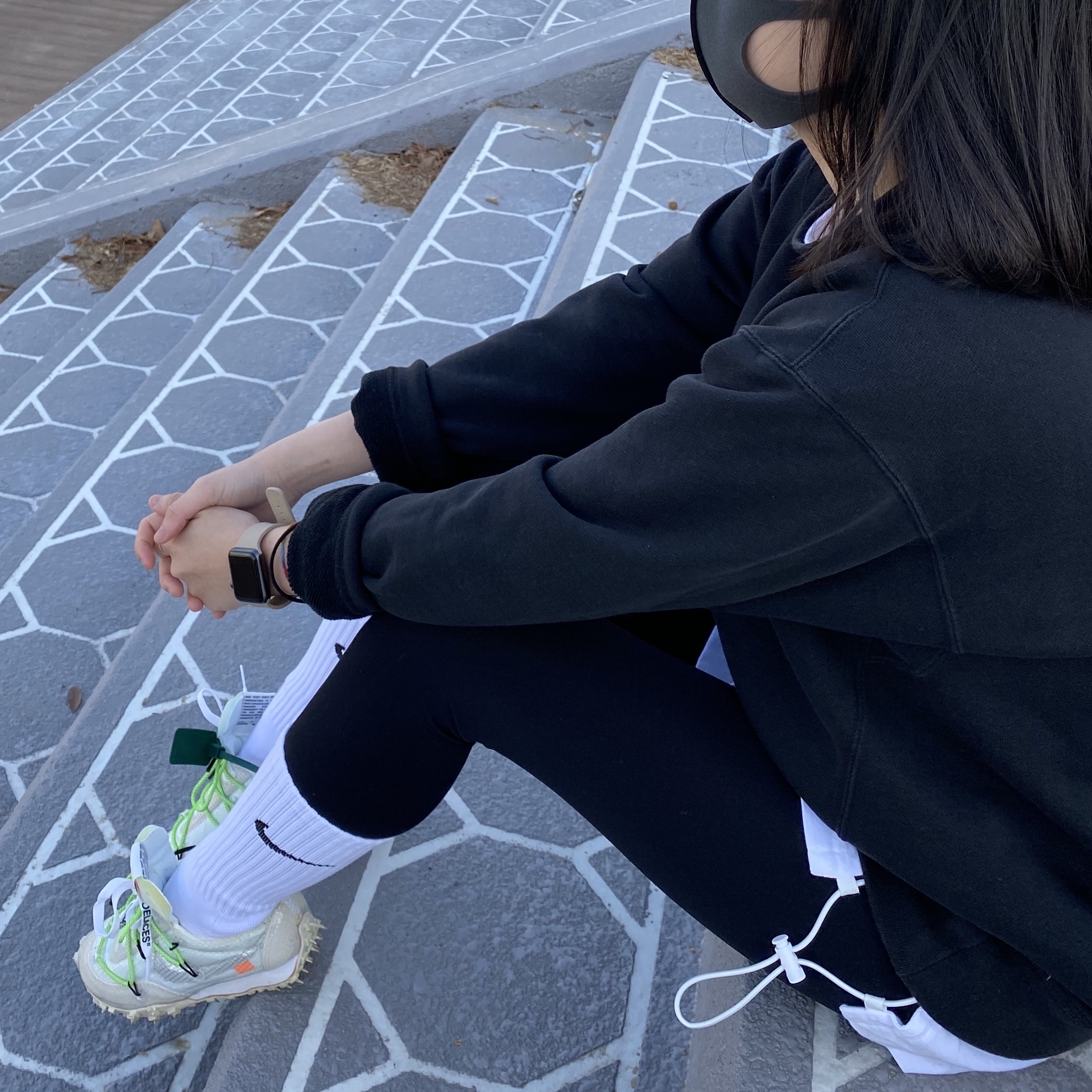 (W) Nike x Off-White Waffle Racer White 착용 스타일 - 2