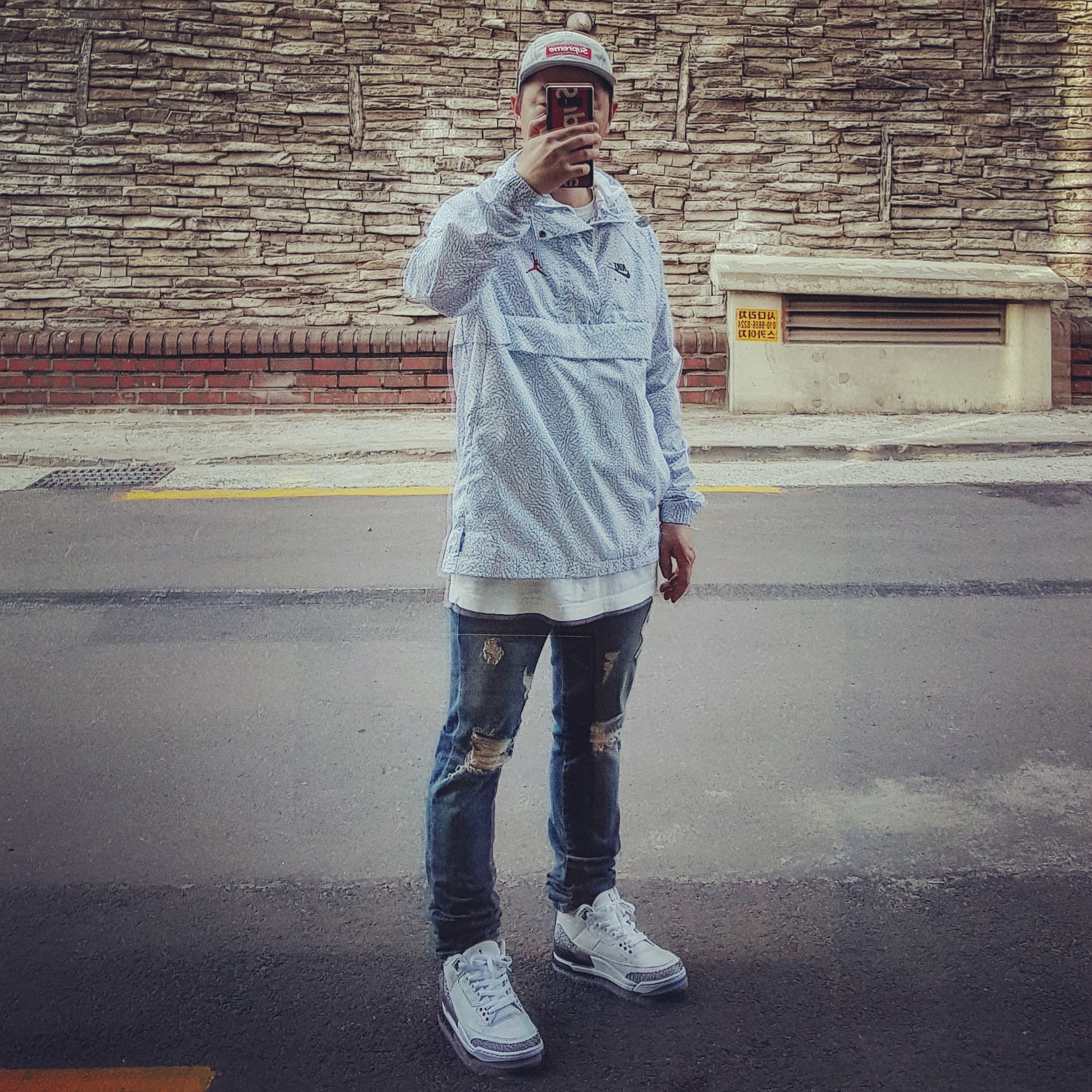 Jordan 3 Retro Free Throw Line White Cement 착용 스타일
