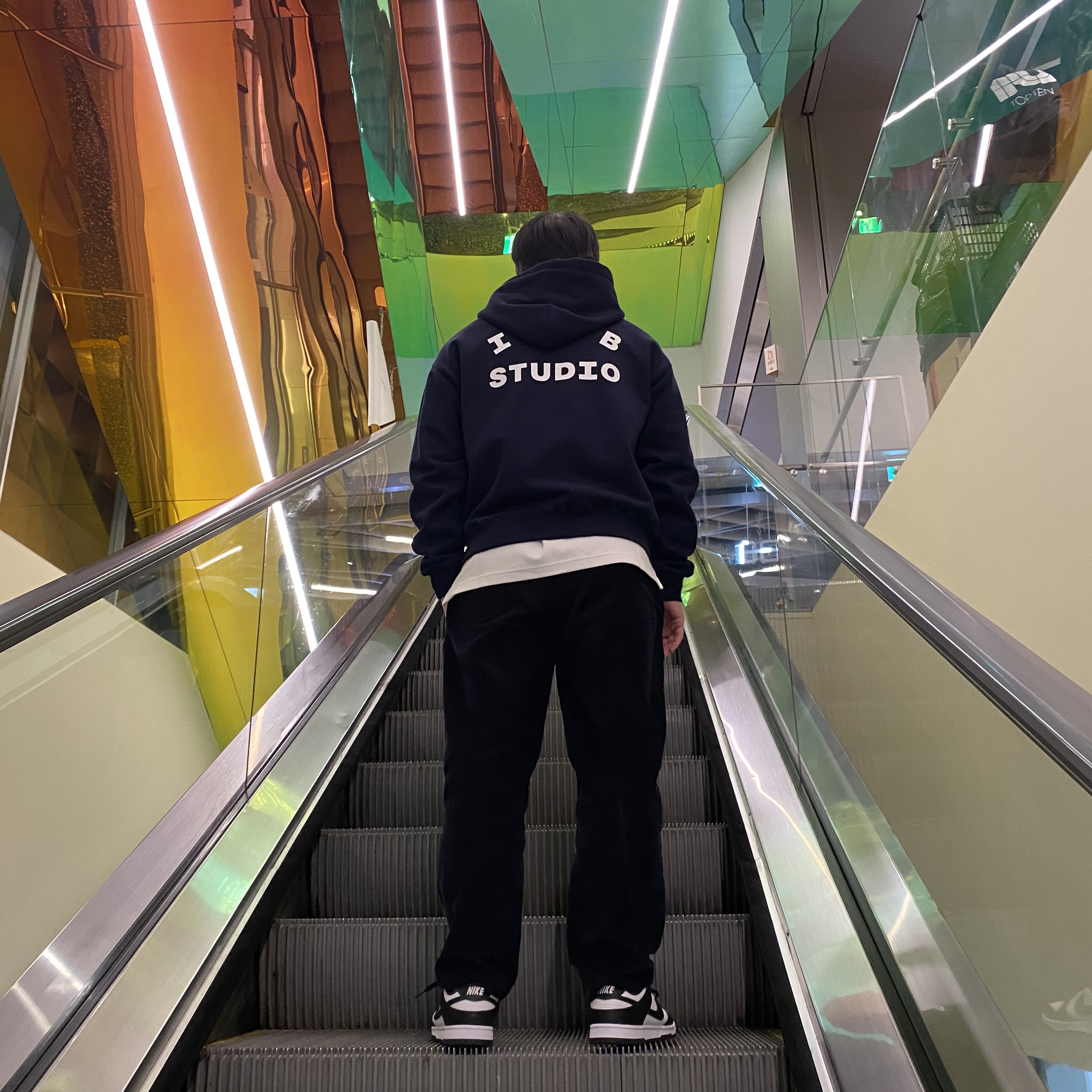IAB Studio Hoodie Navy - 21SS, Nike Dunk Low Retro Black 착용 스타일