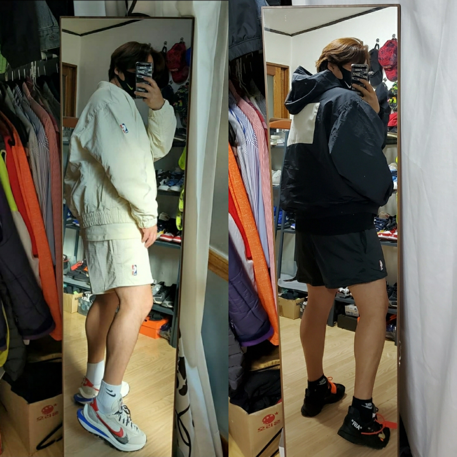 Nike x Fear of God Basketball Jacket String, Nike x Fear of God Basketball Shorts Off Noir 착용 스타일