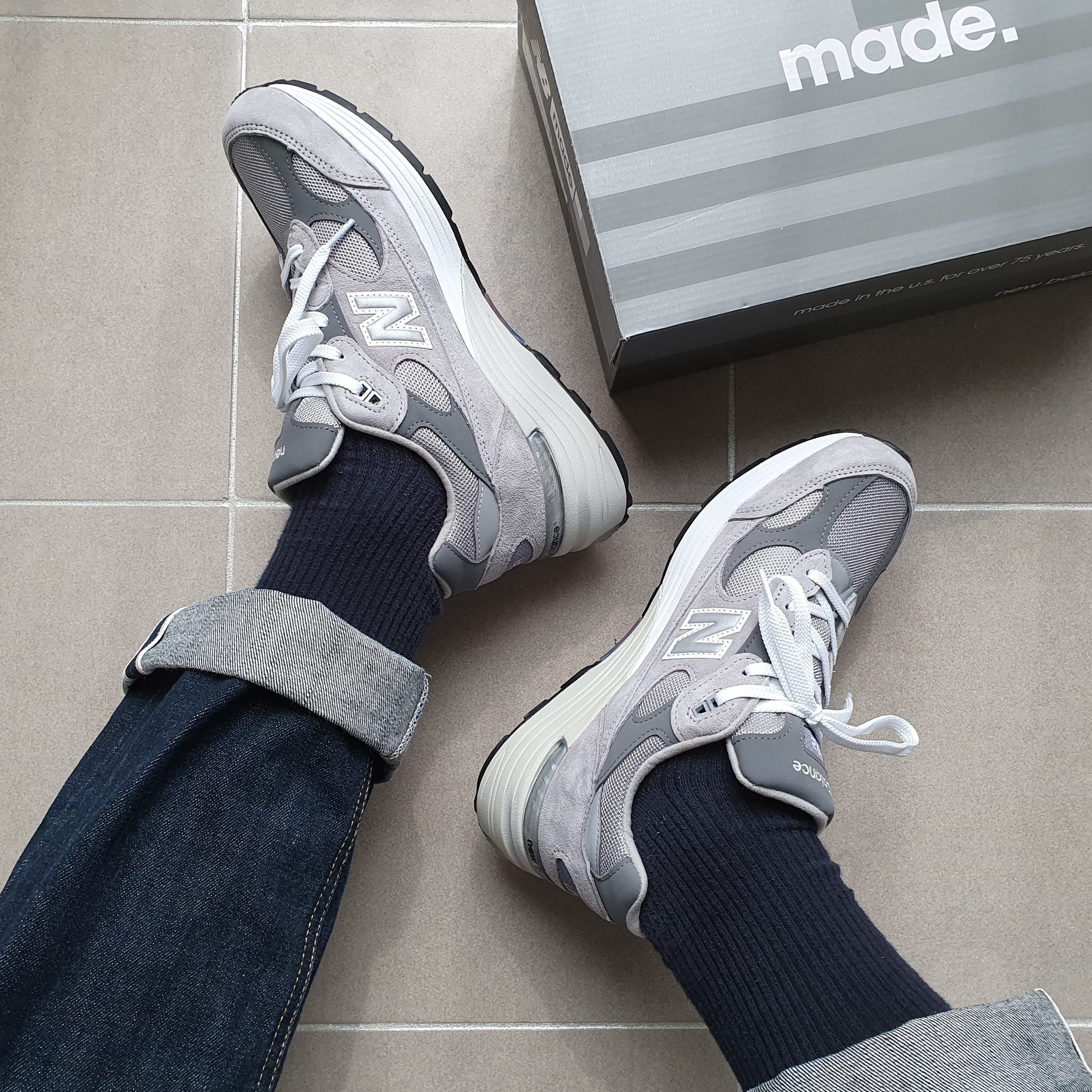 New Balance 992 Made in USA Grey - D Standard 착용 스타일