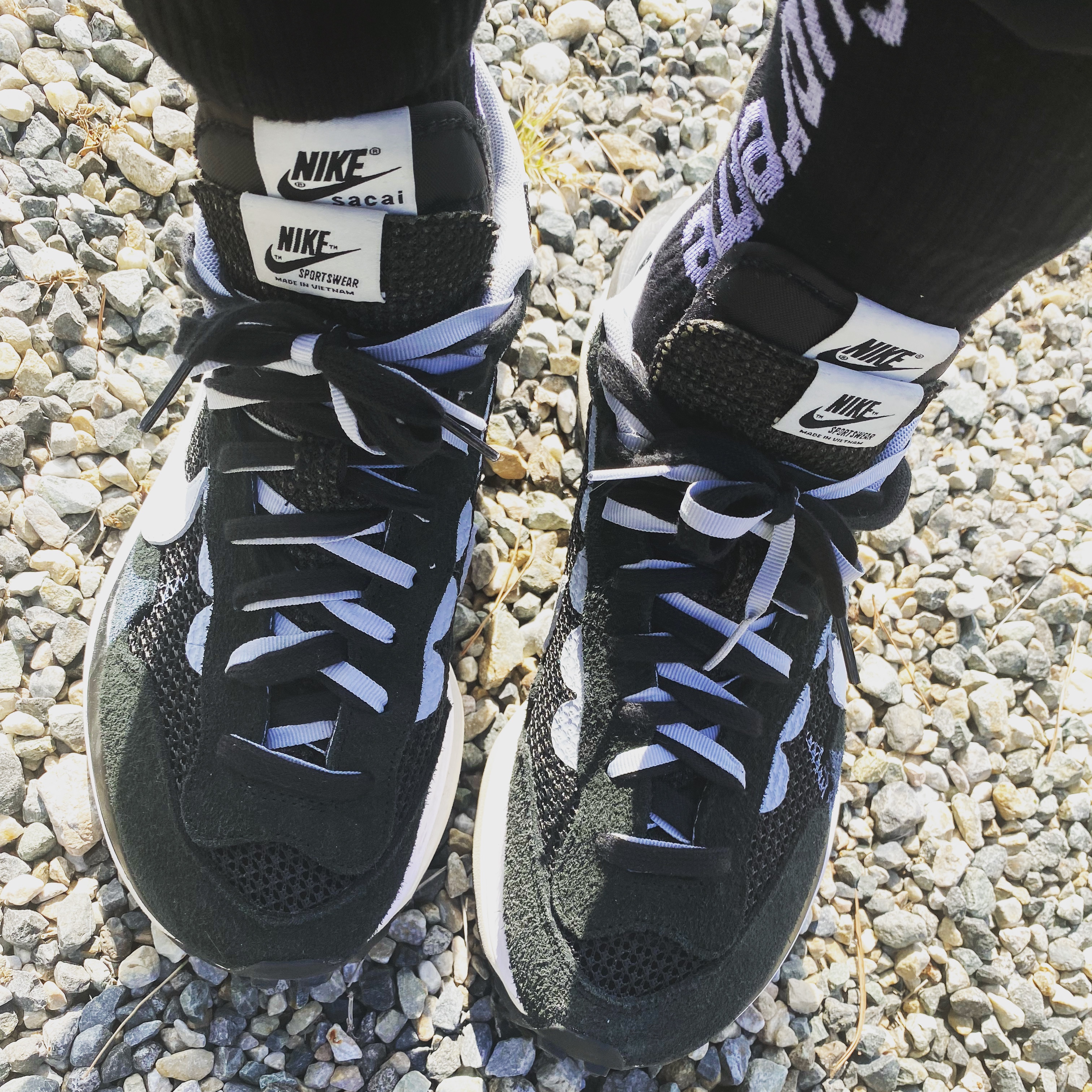 Nike x Sacai VaporWaffle Black White 착용 스타일