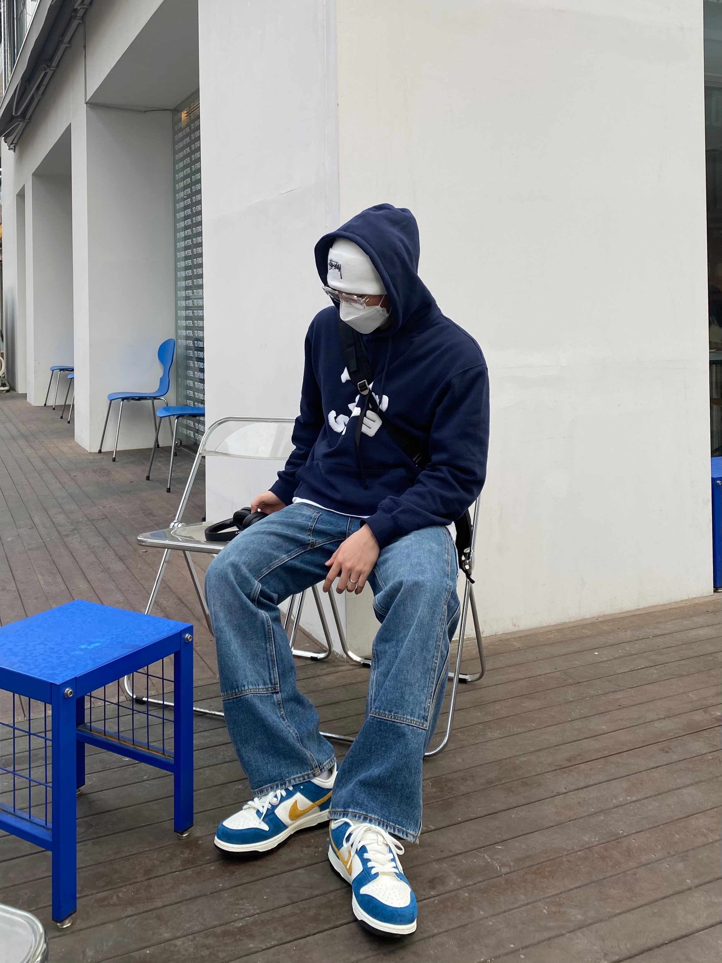 Nike x Kasina Dunk Low 80's Bus, Nike x Stussy Cuff Beanie White 착용 스타일 - 2