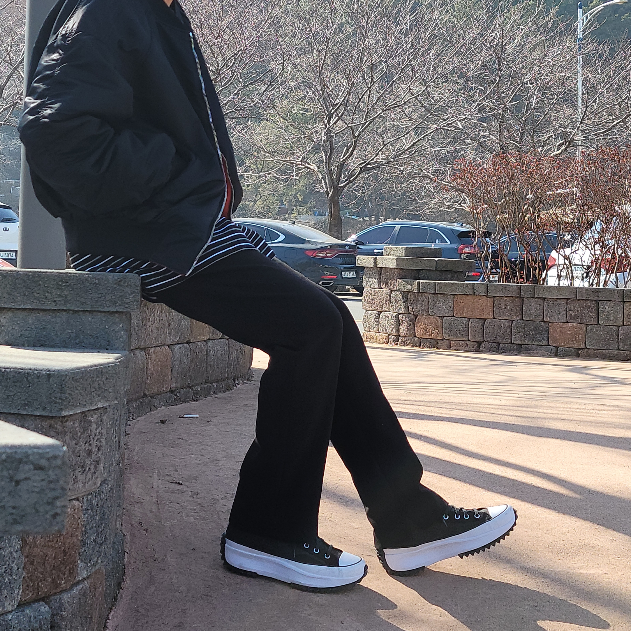 Converse Run Star Hike Hi Black Silver 착용 스타일