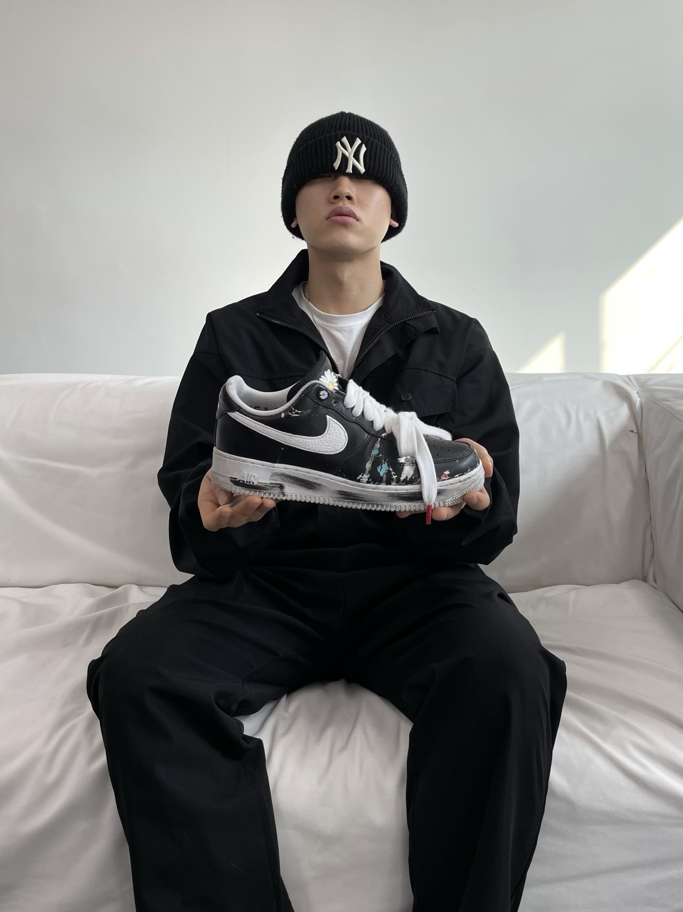 Jordan 1 Low White Black Mystic Green, (W) Jordan 1 Low UNC University Blue 착용 스타일 - 3