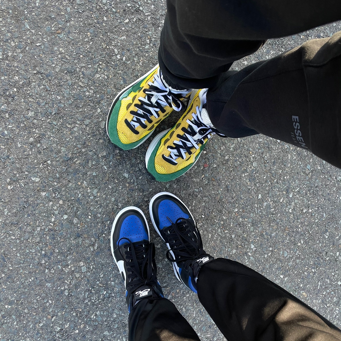 (GS) Jordan 1 Retro High OG Royal Toe, Nike x Sacai VaporWaffle Tour Yellow & Gorge Green Sail 착용 스타일