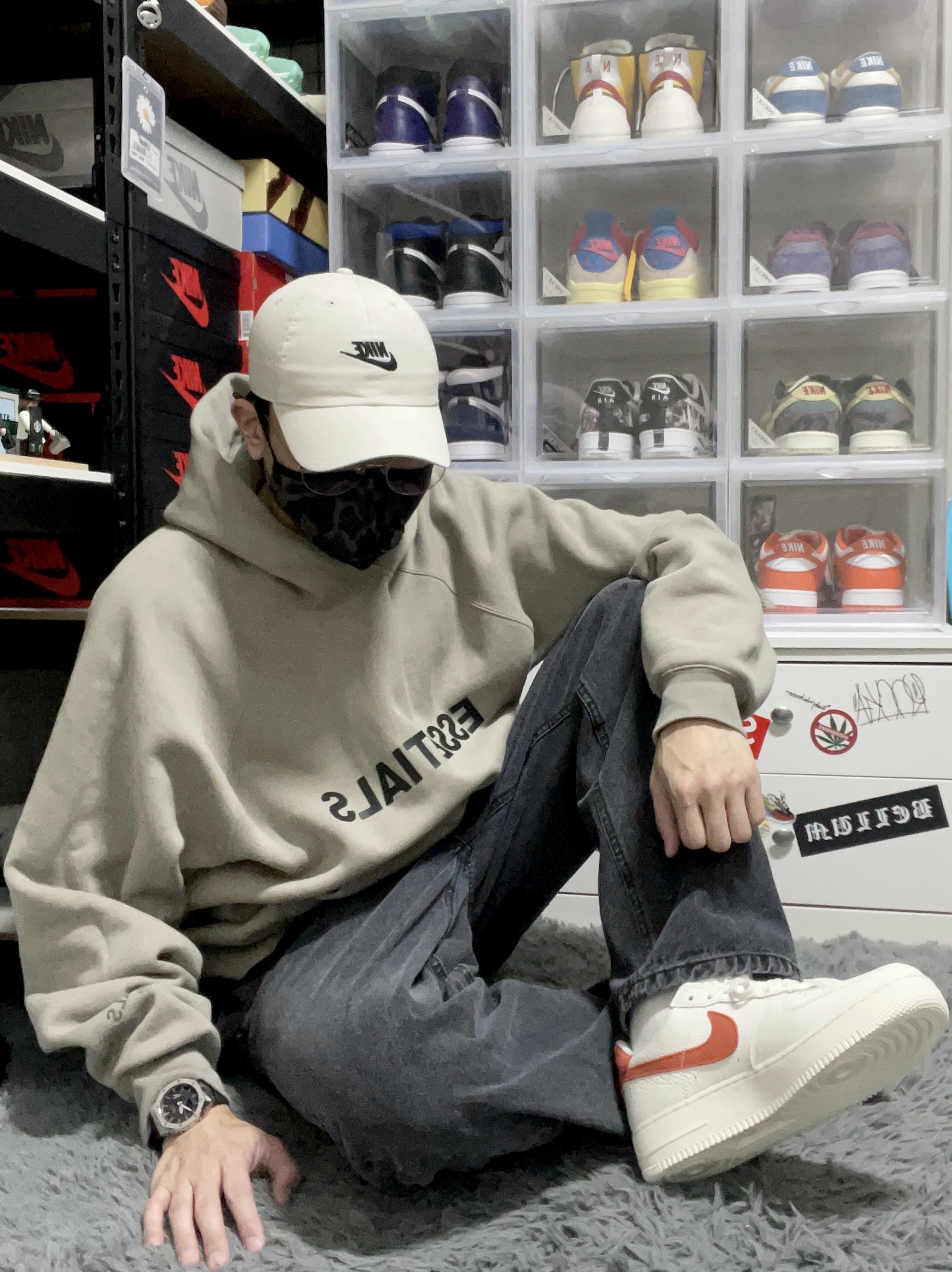 Nike Air Force 1 '07 Craft Mantra Orange, Essentials 3D Silicon Applique Pullover Hoodie Moss - 20FW 착용 스타일