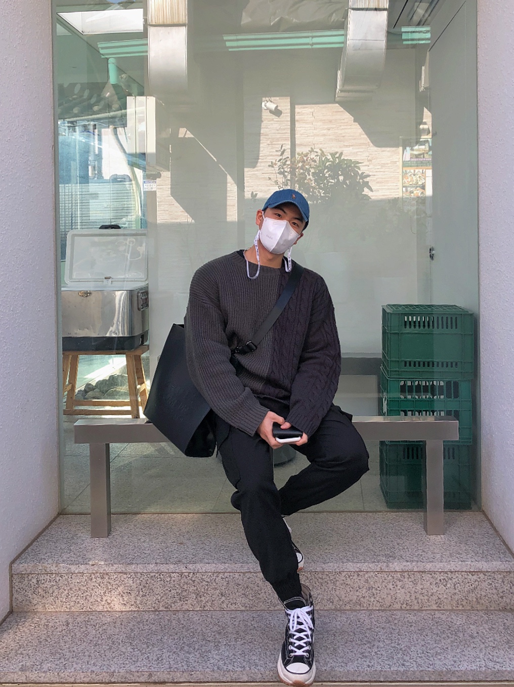 Converse x JW Anderson Run Star Hike Hi Black 착용 스타일