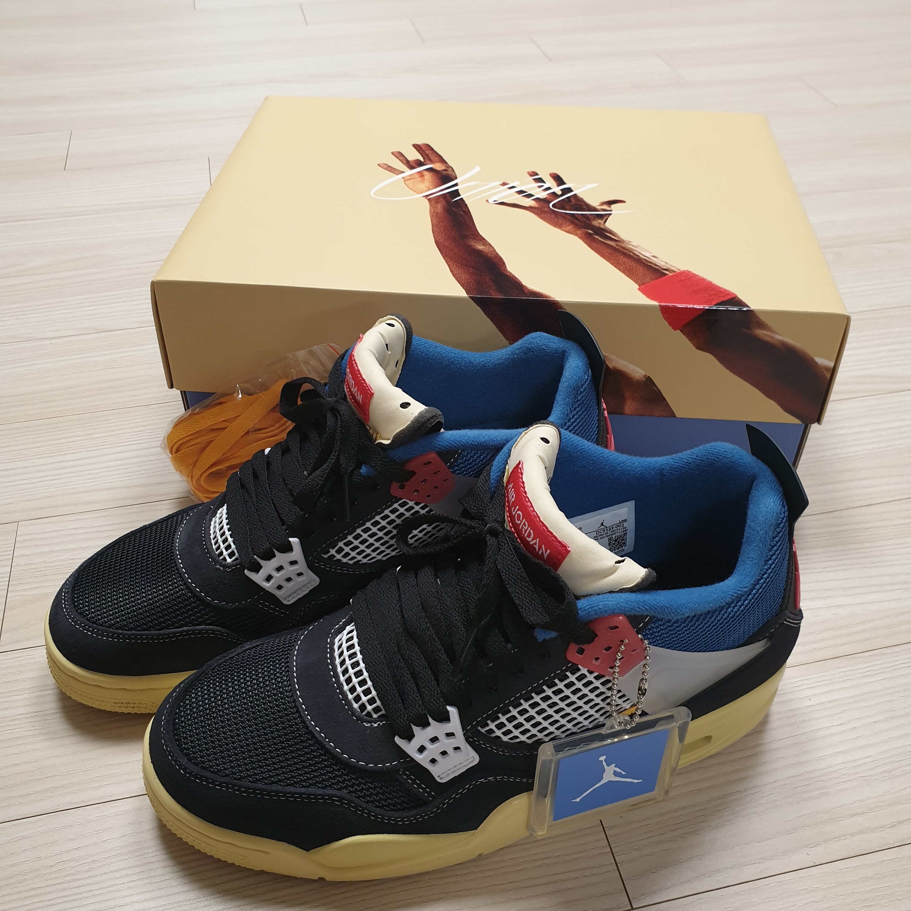 Jordan 4 x Union Retro Off Noir, Essentials 3D Silicon Applique Pullover Hoodie Dark Slate/Black 2020 착용 스타일 - 2