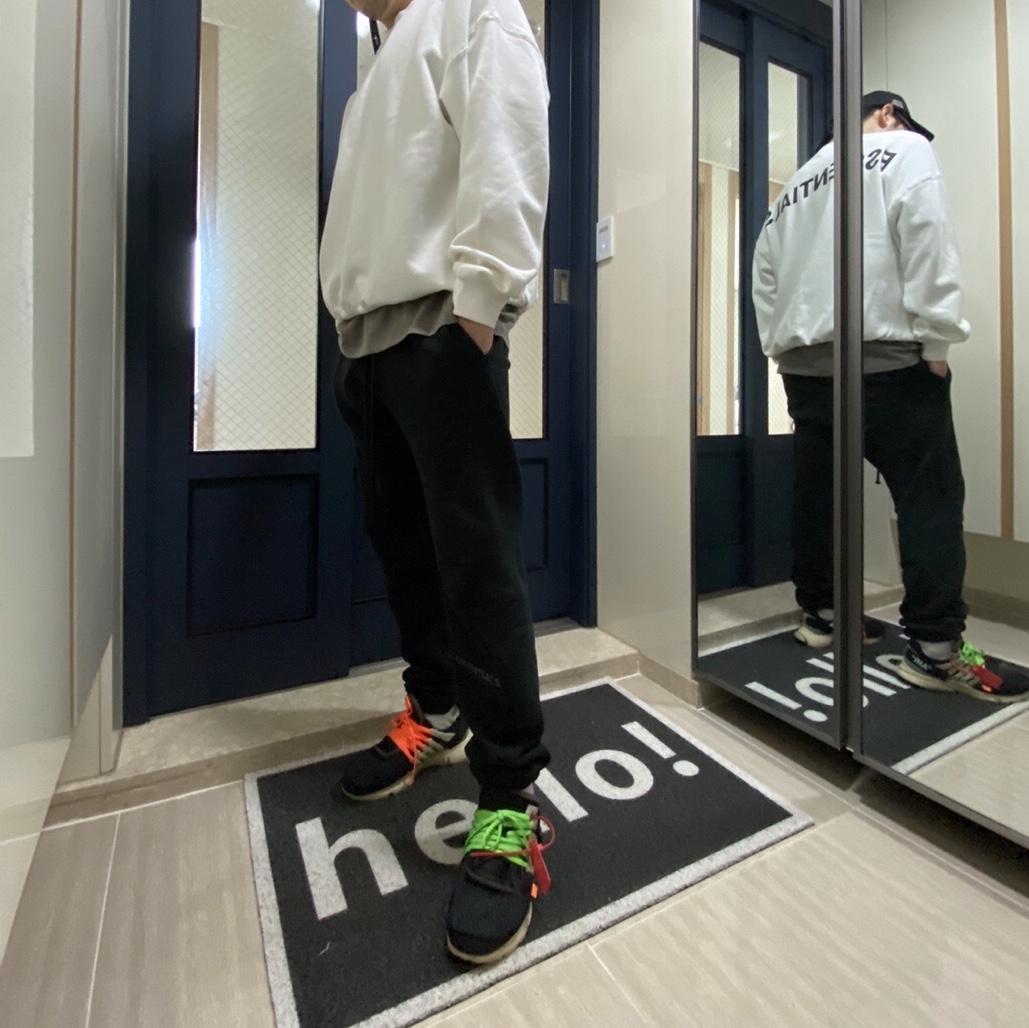 Nike x Off-White Air Presto OG The Ten, Essentials Sweatpants Dark Slate/Black 2020 착용 스타일 - 1