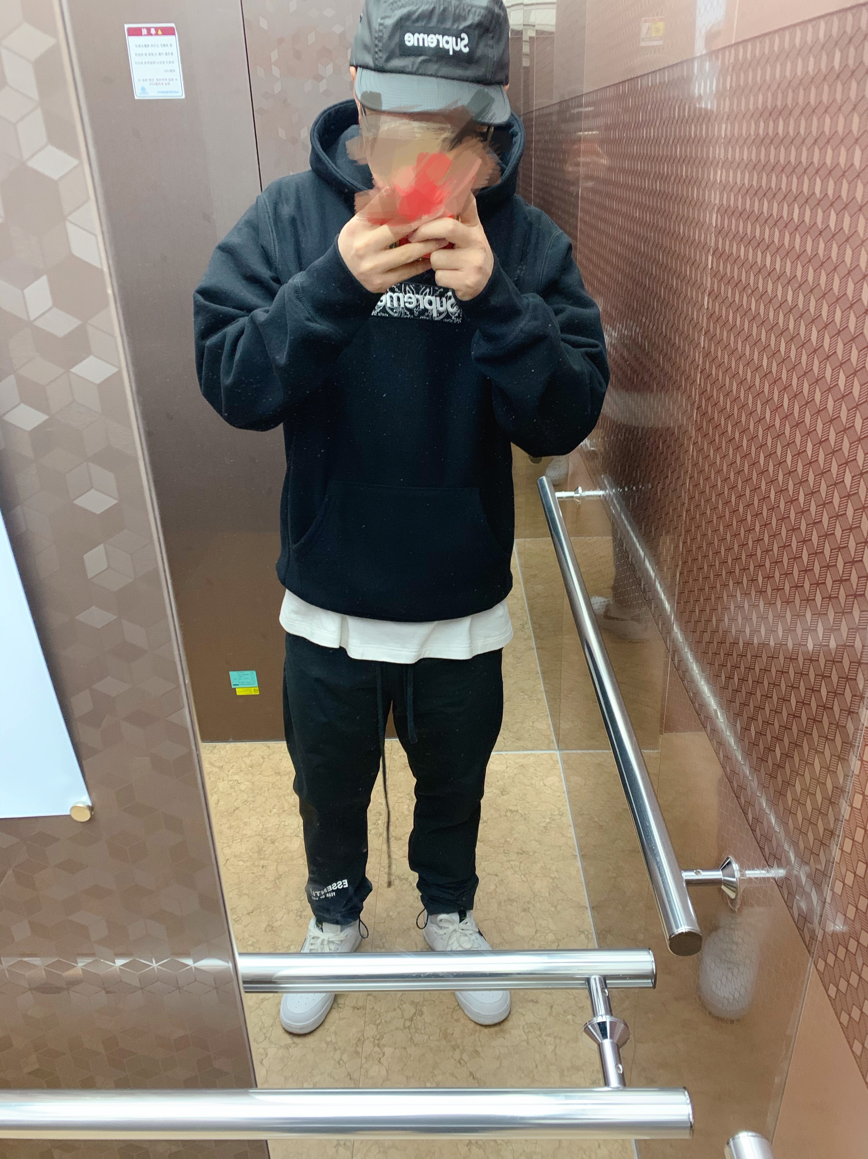 Supreme Bandana Box Logo Hooded Sweatshirt Black - 19FW 착용 스타일