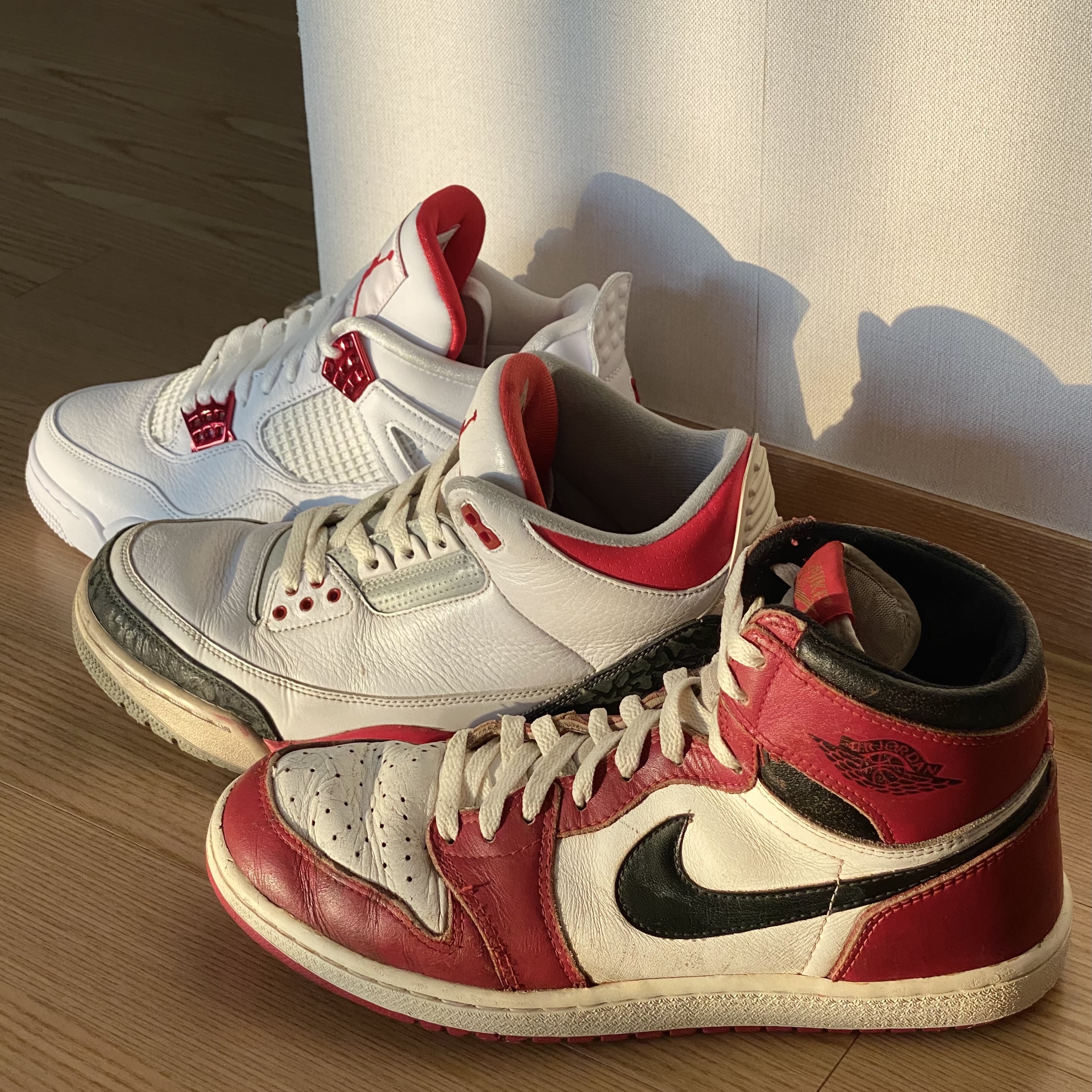 Jordan 3 Retro Fire Red 2013, Jordan 4 Retro Red Metallic 착용 스타일