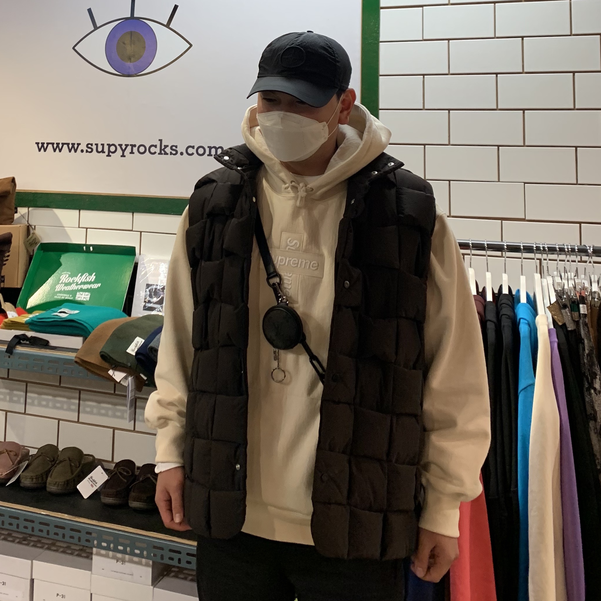 Supreme Cross Box Logo Hooded Sweatshirt Natural - 20FW 착용 스타일
