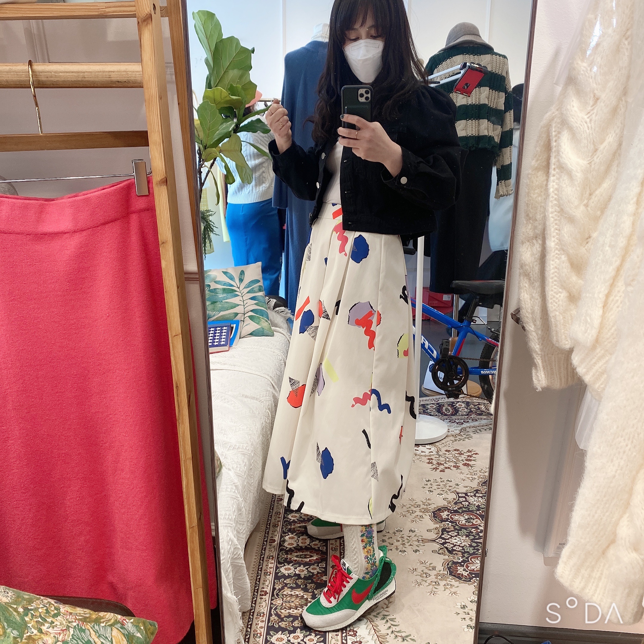 (W) Nike x Undercover Daybreak Lucky Green Red 착용 스타일 - 3
