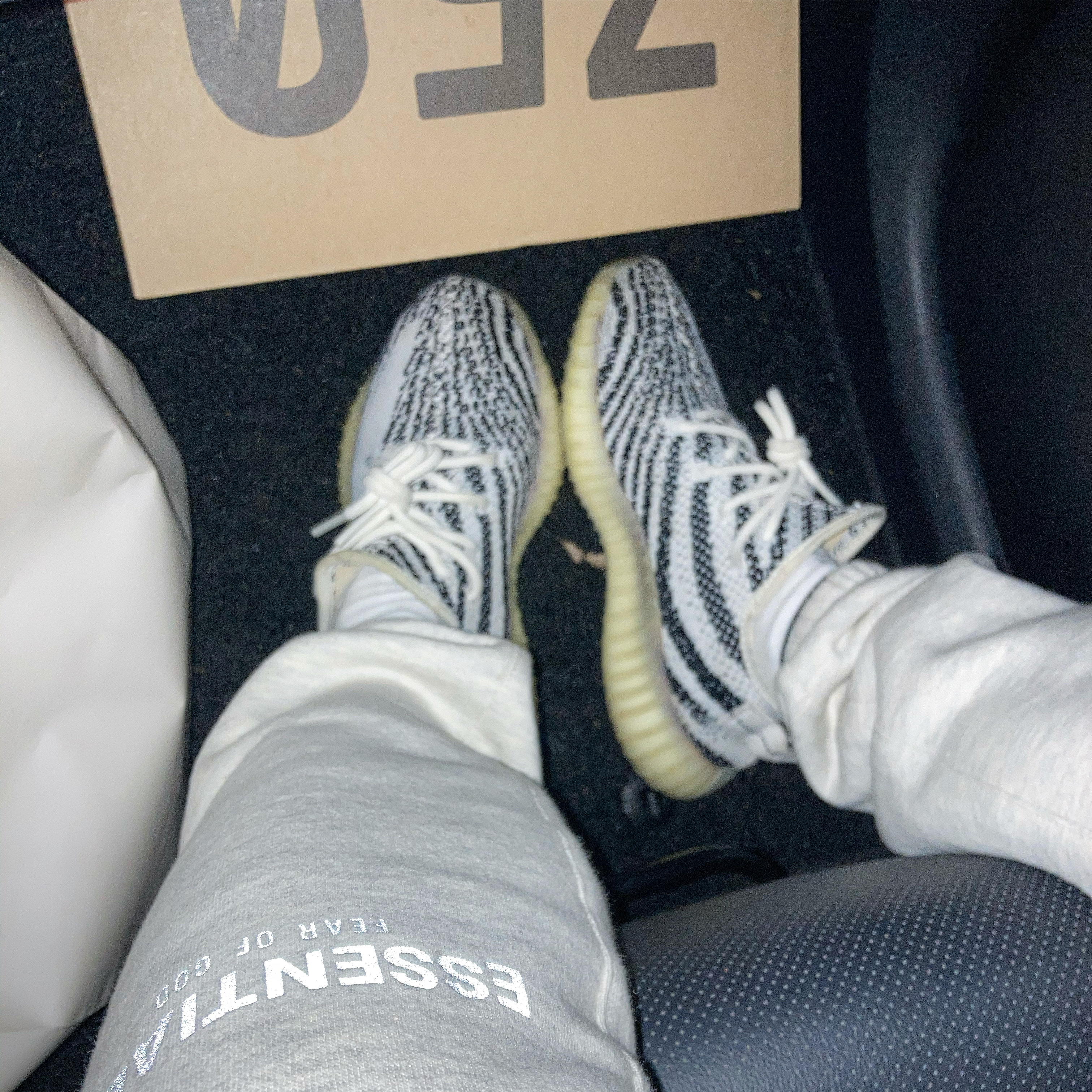 Essentials Sweatpants Oatmeal/Oatmeal Heather/Light Heather Oatmeal 2020, Adidas Yeezy Boost 350 V2 Zebra 2017/2019/2020 착용 스타일