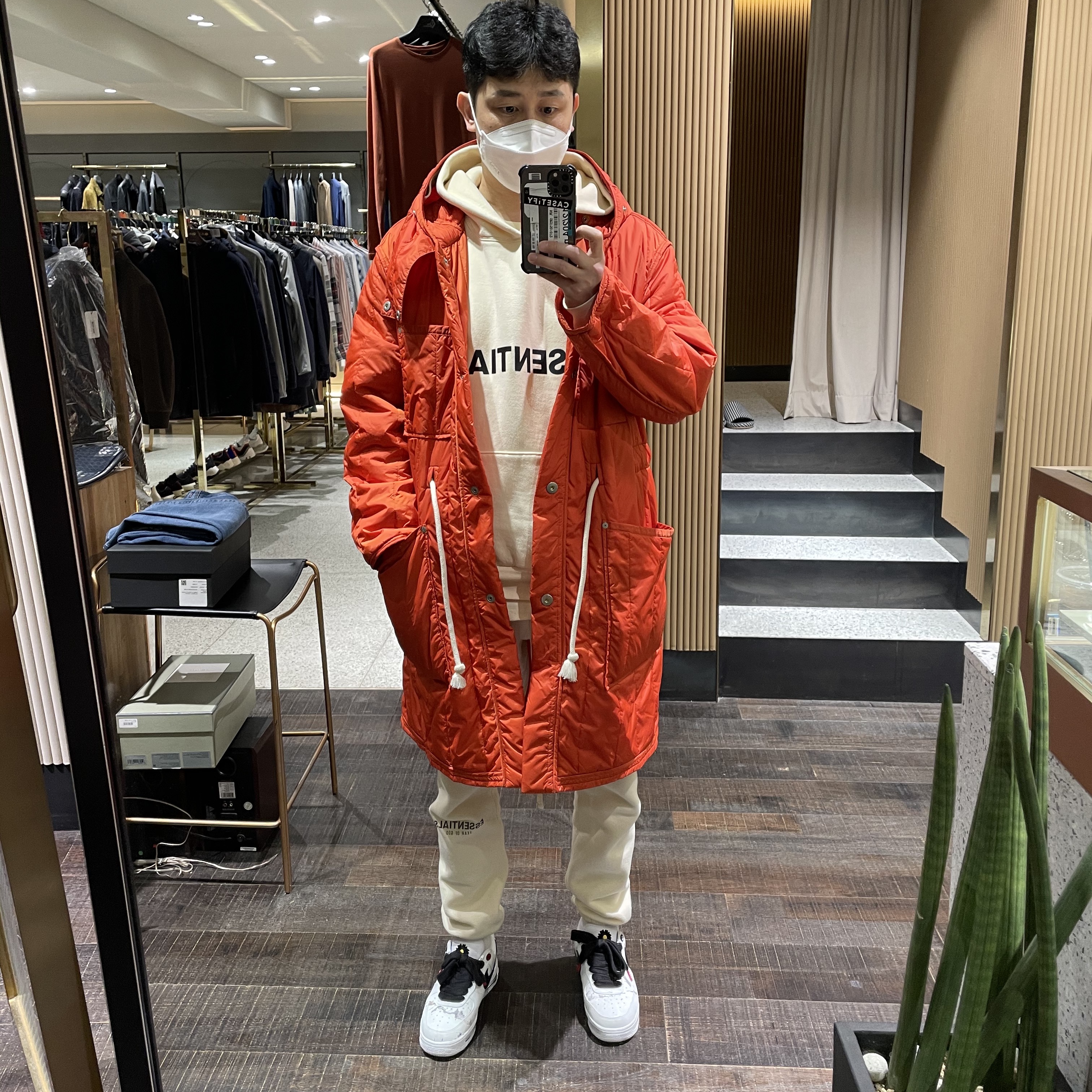 Nike x Peaceminusone Air Force 1 Low Para-Noise 2.0, Essentials Sweatpants Buttercream 2020 착용 스타일