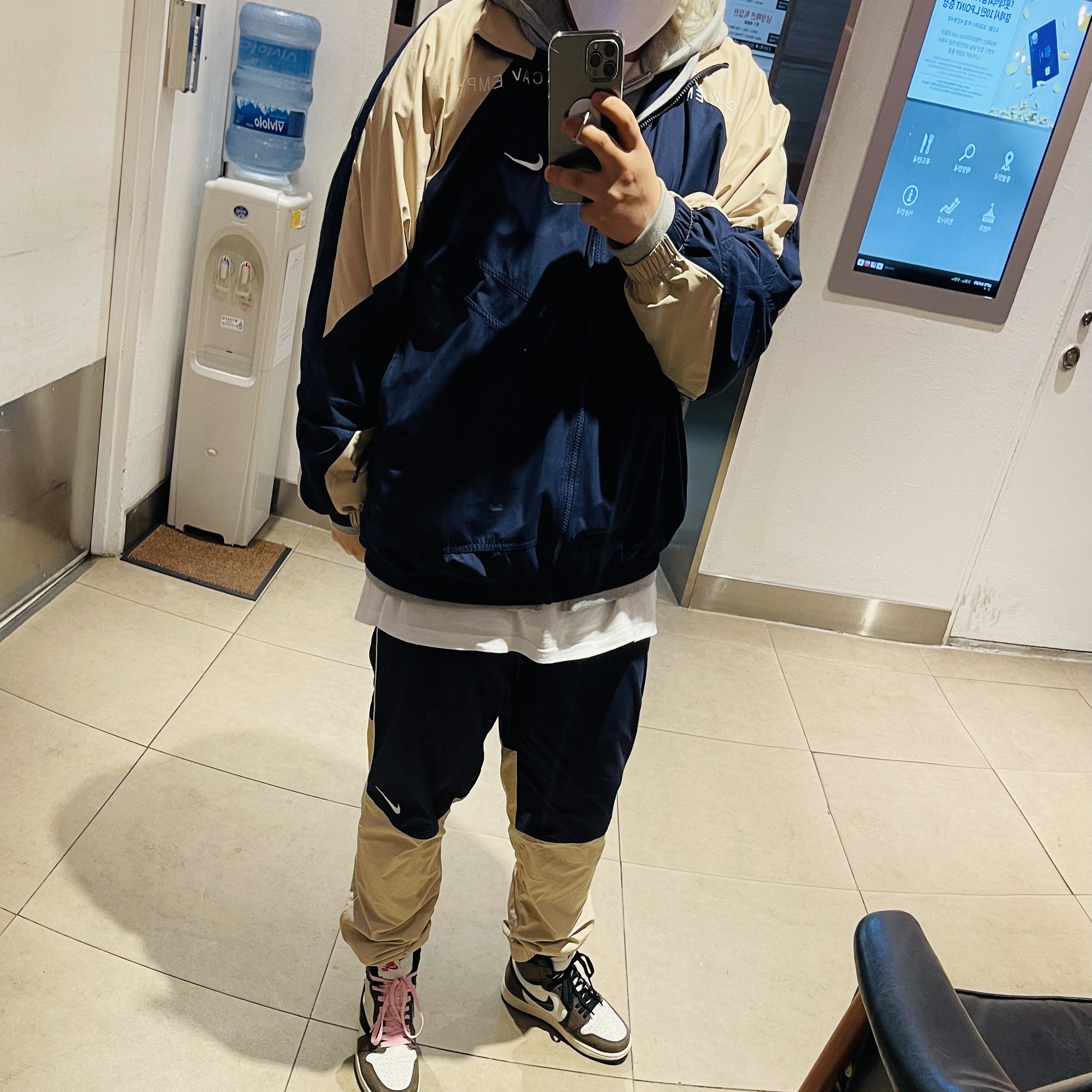 Nike x Cav Empt Track Pants Navy, Nike x Cav Empt Track Jacket Navy 착용 스타일