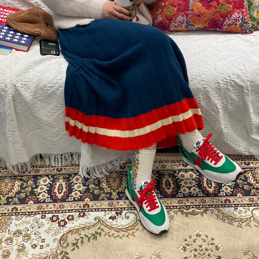 (W) Nike x Undercover Daybreak Lucky Green Red 착용 스타일 - 1