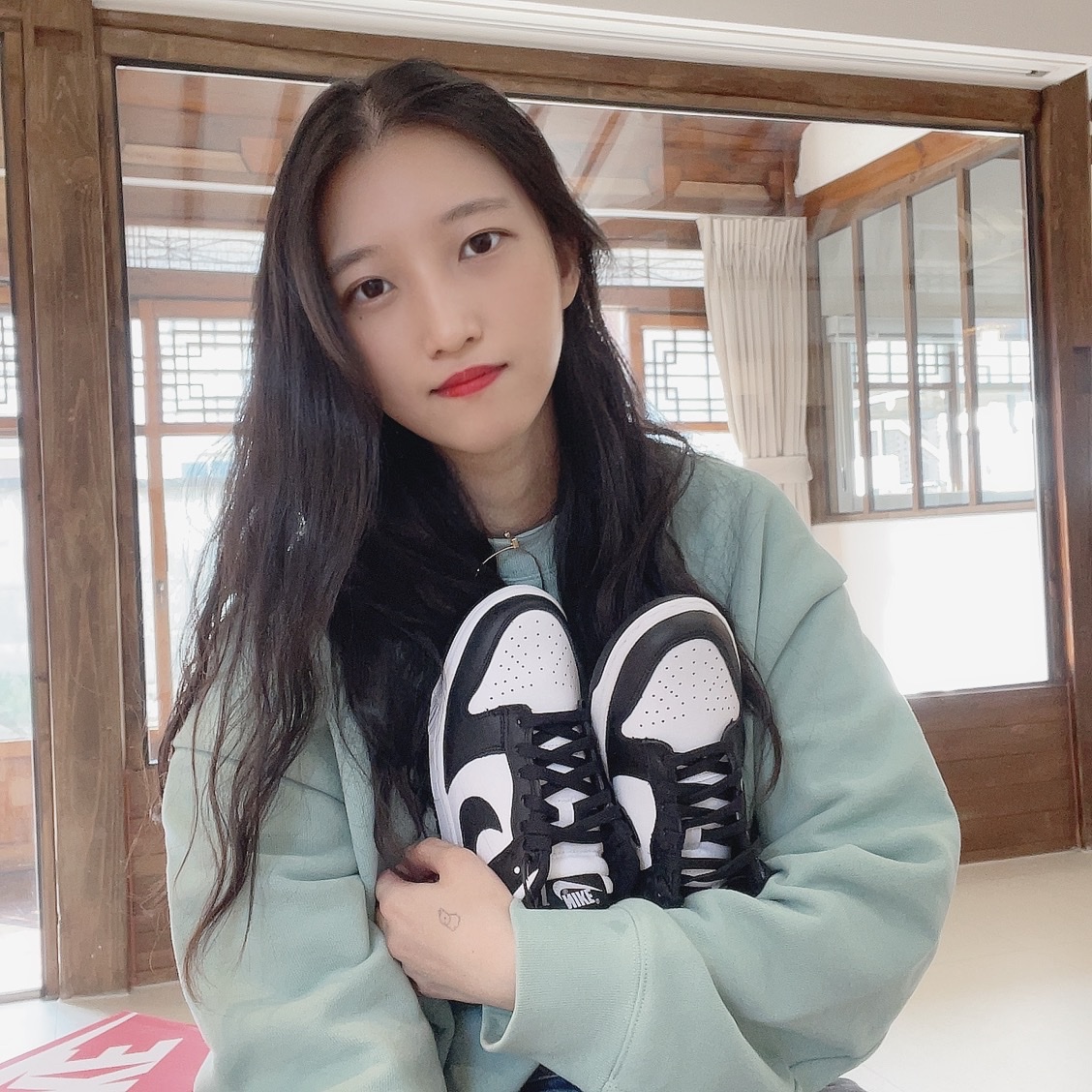 Nike Dunk Low Retro Black, (W) Nike Dunk Low Black 착용 스타일 - 1