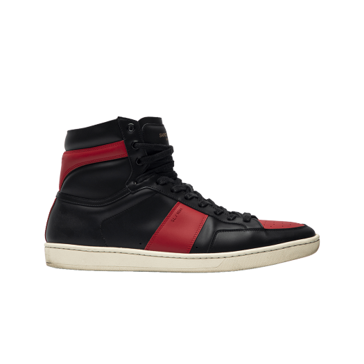 Saint Laurent Court Classic SL/10 High Top Sneakers Black Red