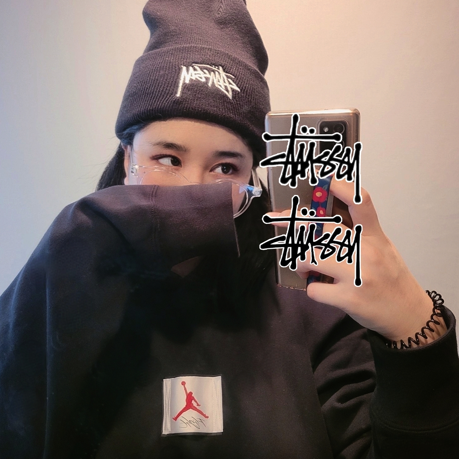 Nike x Stussy Cuff Beanie Black 착용 스타일