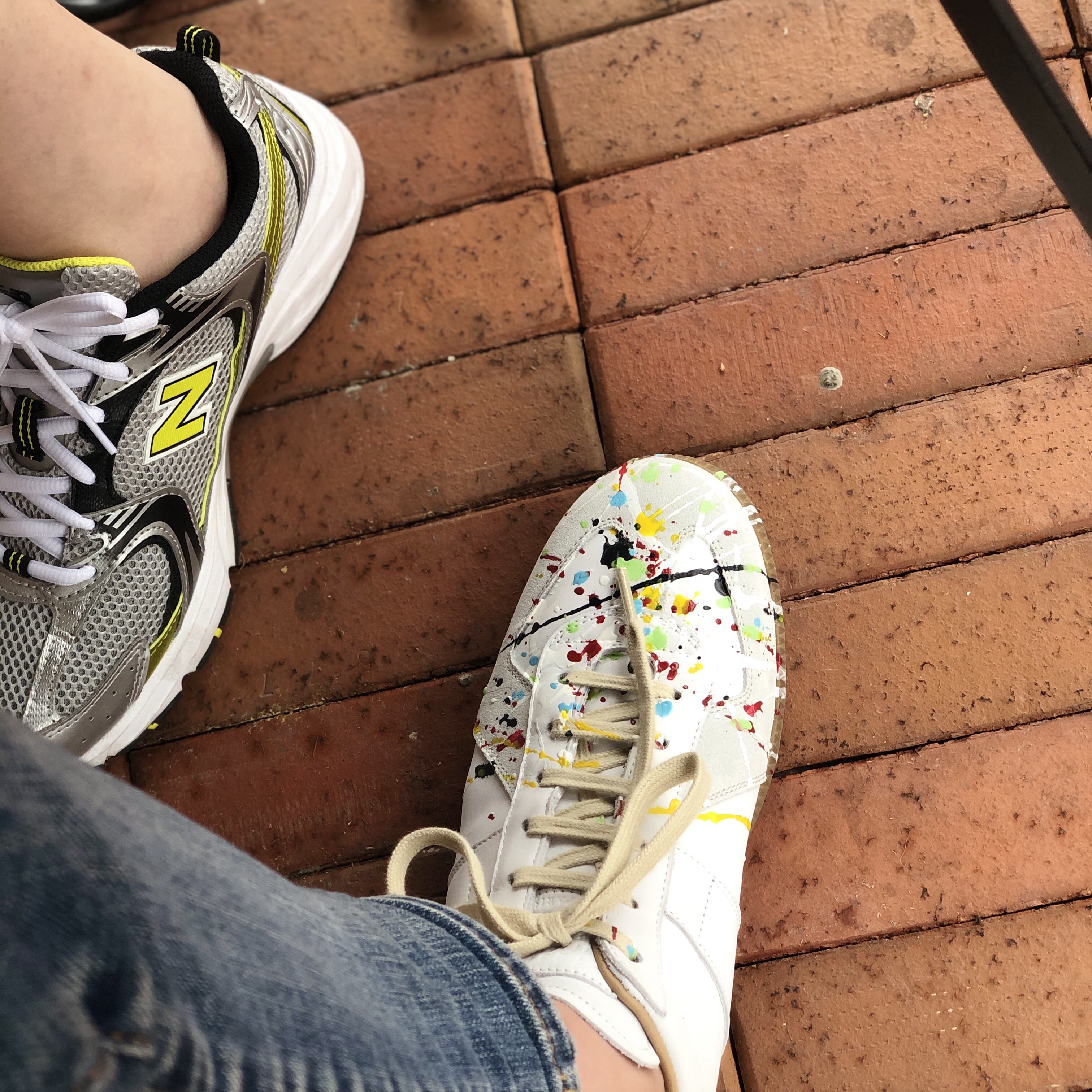 New Balance 530 Silver, Maison Margiela Replica Paint Drop Sneakers 착용 스타일