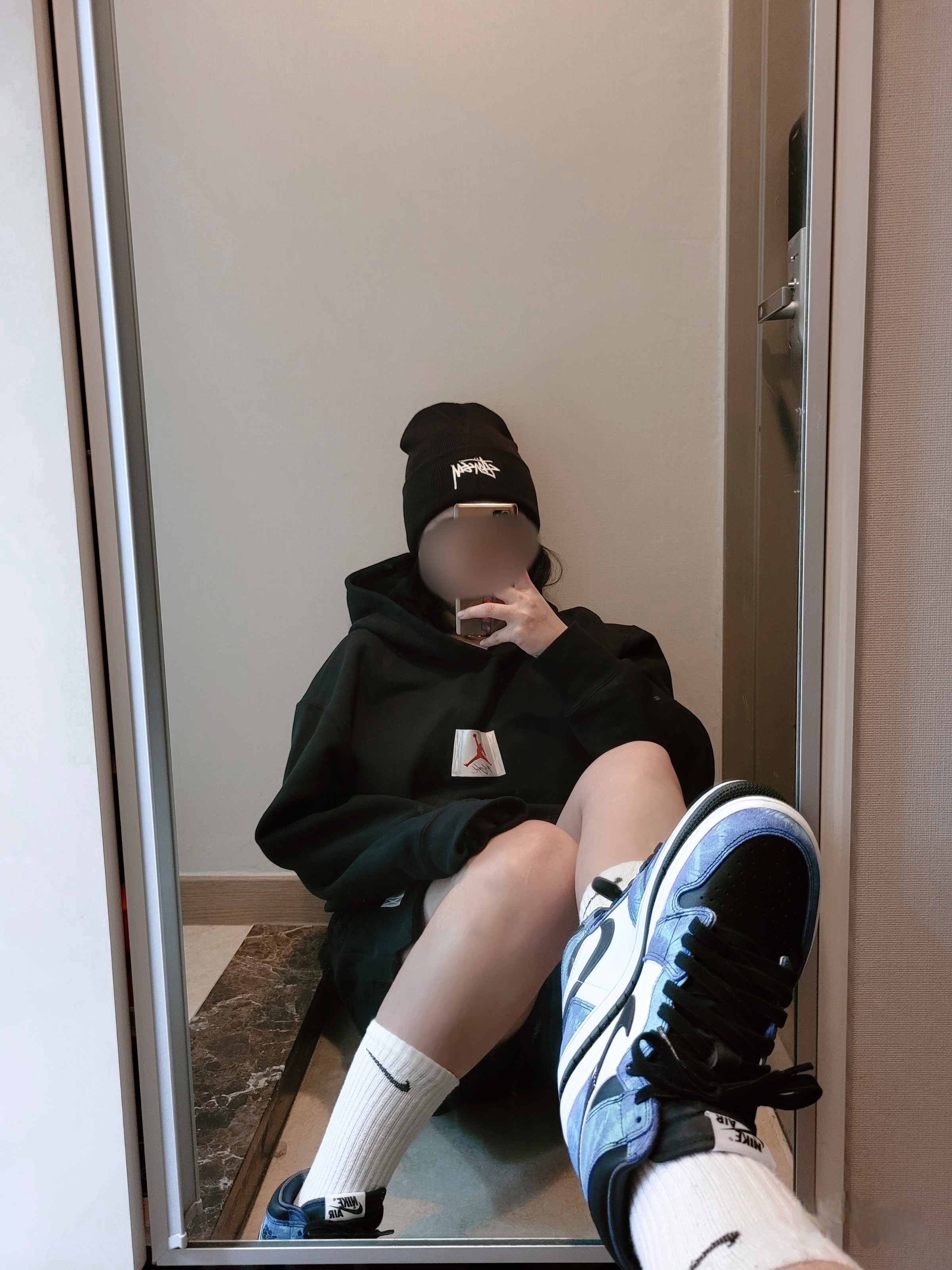 (W) Jordan 1 Retro High Tie-Dye, Nike x Stussy Cuff Beanie Black 착용 스타일